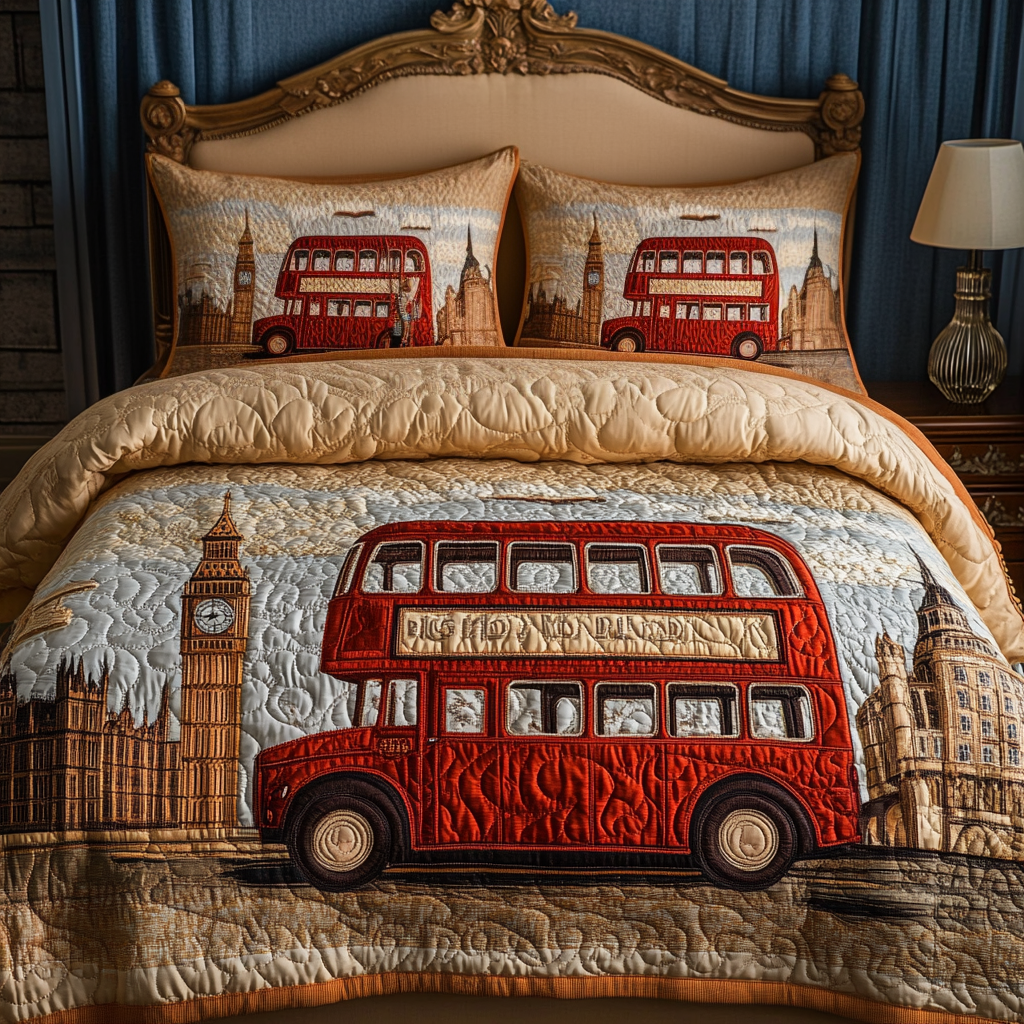 London Charm Quilted Bedding Set Bedroom Decor Christmas Presents
