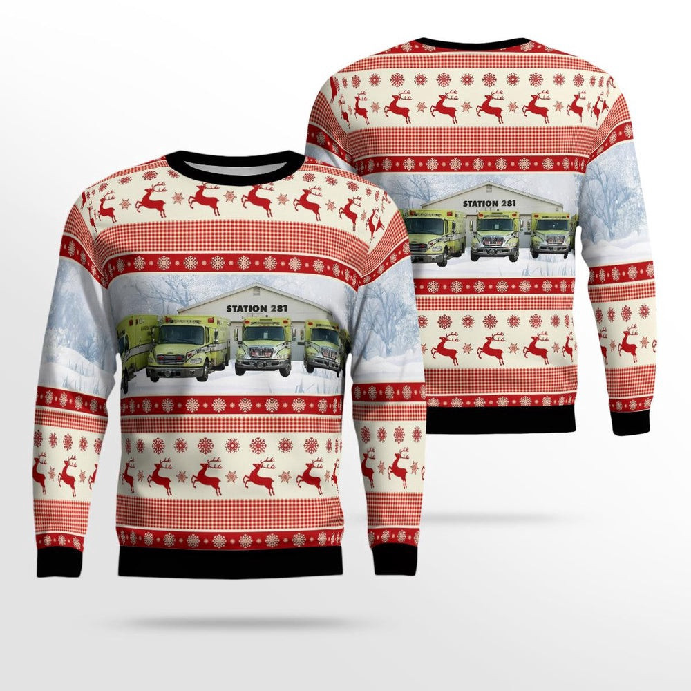 London Ohio Madison County Emergency Medical District AOP Ugly Sweater Christmas Unisex Sweaters Gift For Christmas