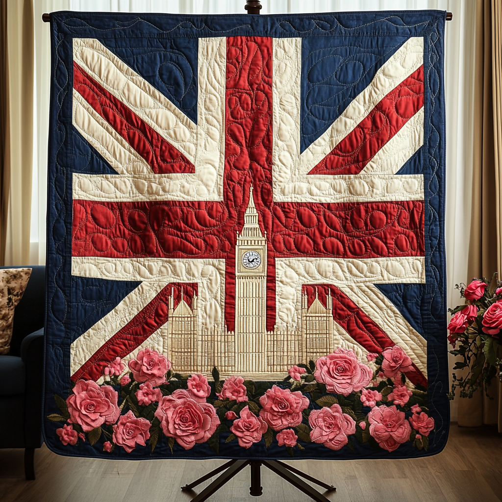 London Roses Quilted Blanket Christmas Holiday England British Gifts