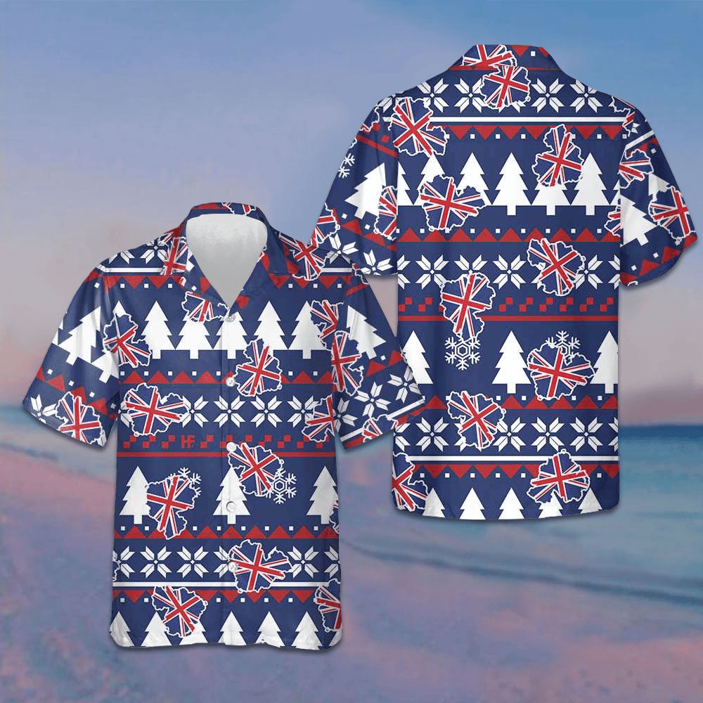 London Ugly Christmas Pattern Hawaiian Shirt England Flag Christmas Shirt Gift For Men London Ugly Christmas Pattern Hawaiian Shirt England Flag Christmas Shirt Gift For Men