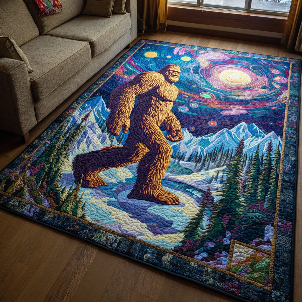 Lone Bigfoot Area Rug Modern Holiday Decor Bigfoot Themed Gifts