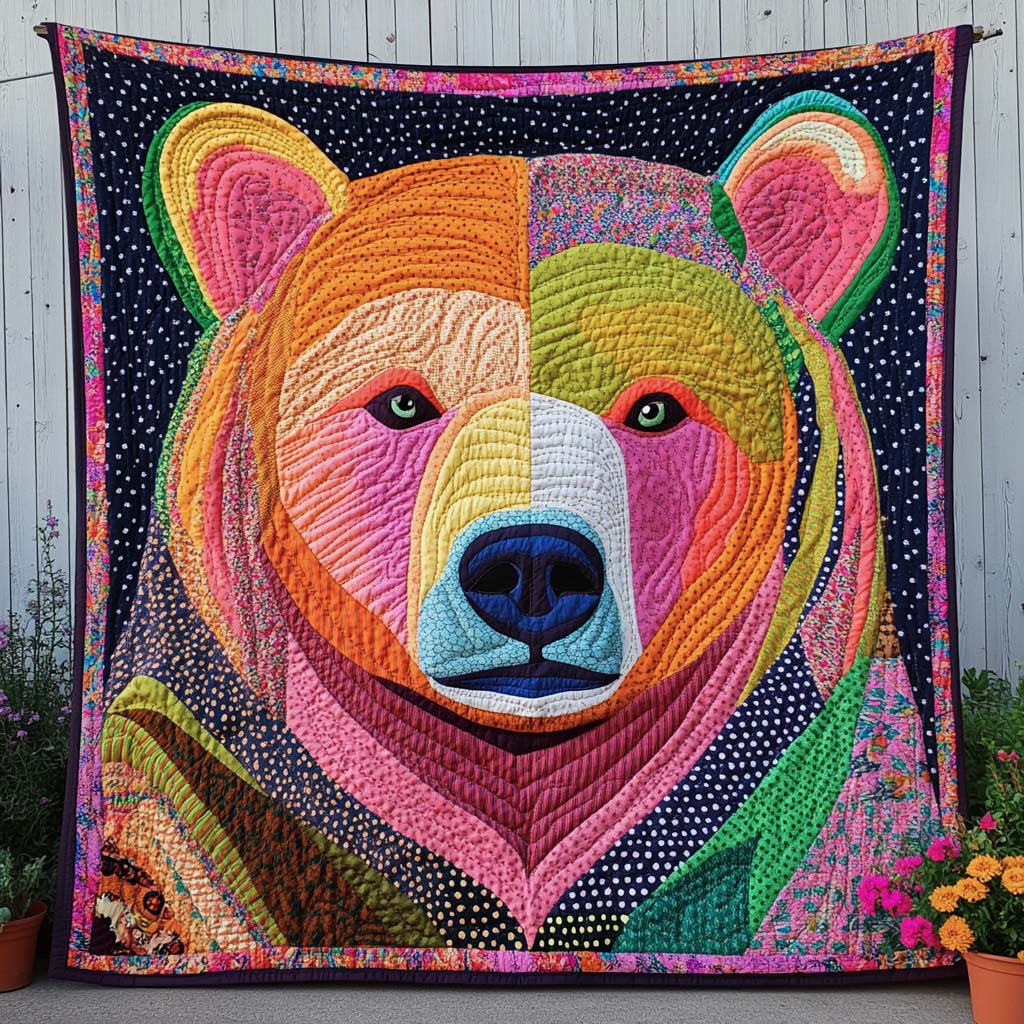 Lone Fur Spirit Quilted Blanket Sofa Couch Throw Blanket Gifts For Bear Lovers