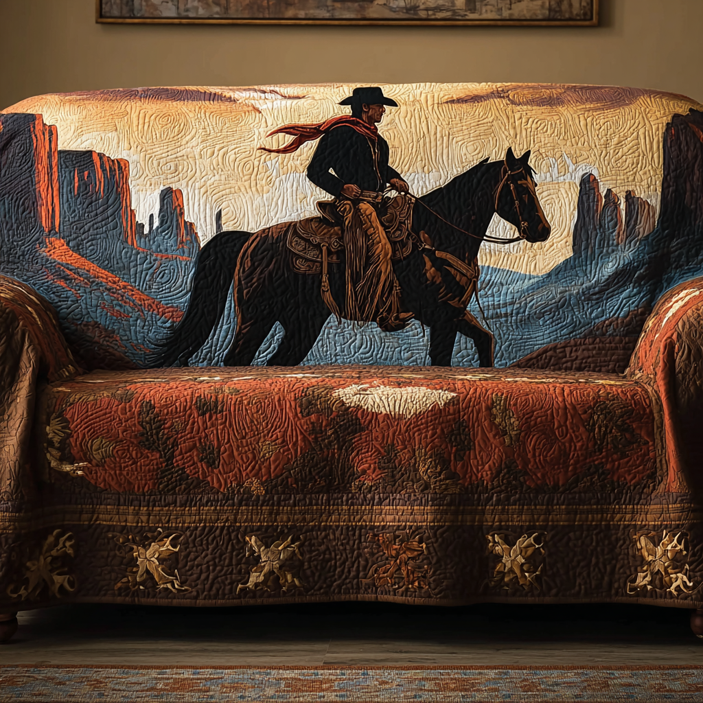 Lone Rider Quilted Sofa Cover Couch Protector Country And Western Gifts