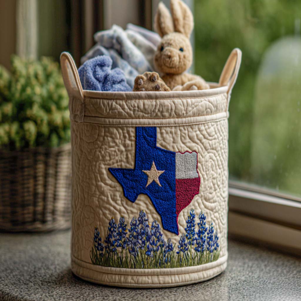 Lone Star Bloom Quilted Laundry Basket Perfect Birthday Gift Idea