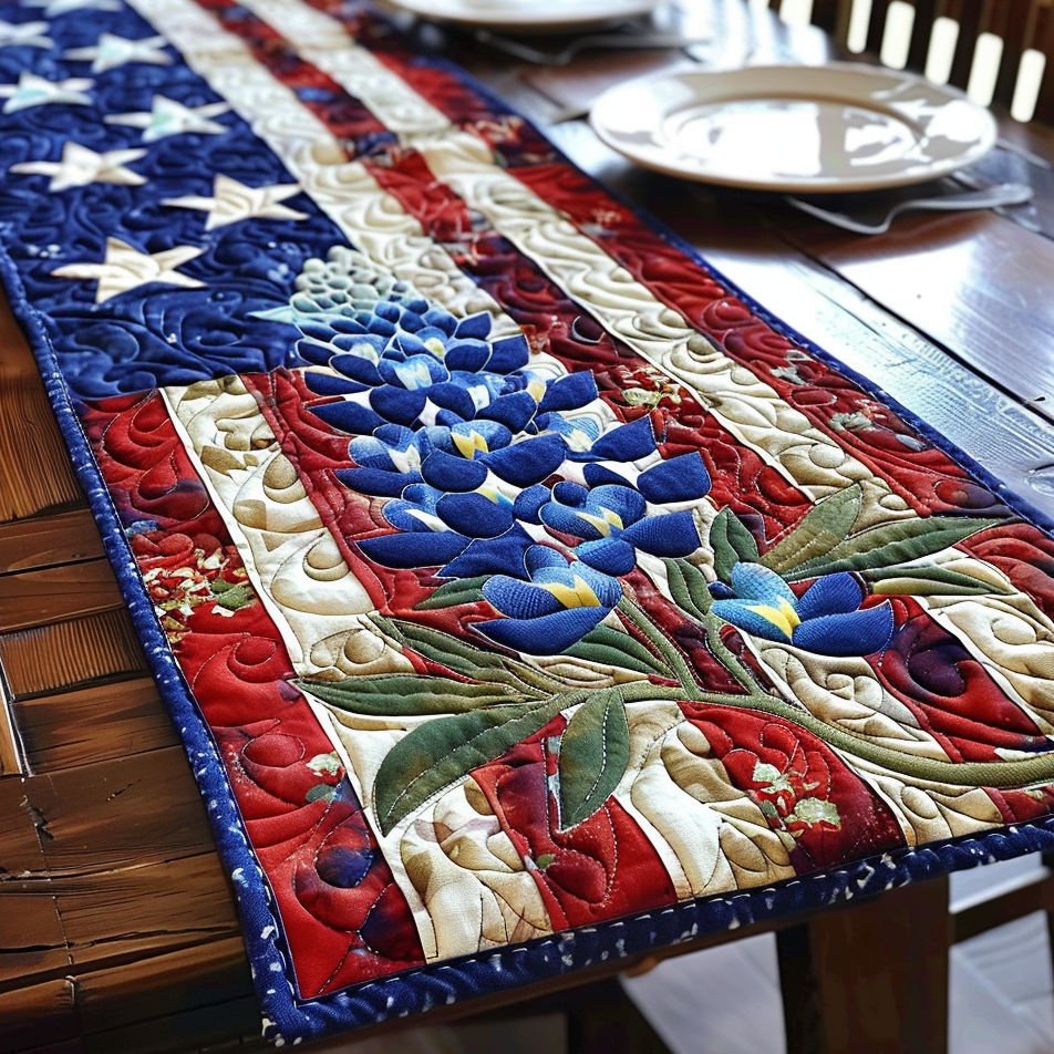 Lone Star Blooms Quilted Table Runner Kitchen Table Decor Ideas Texas Gifts For Her