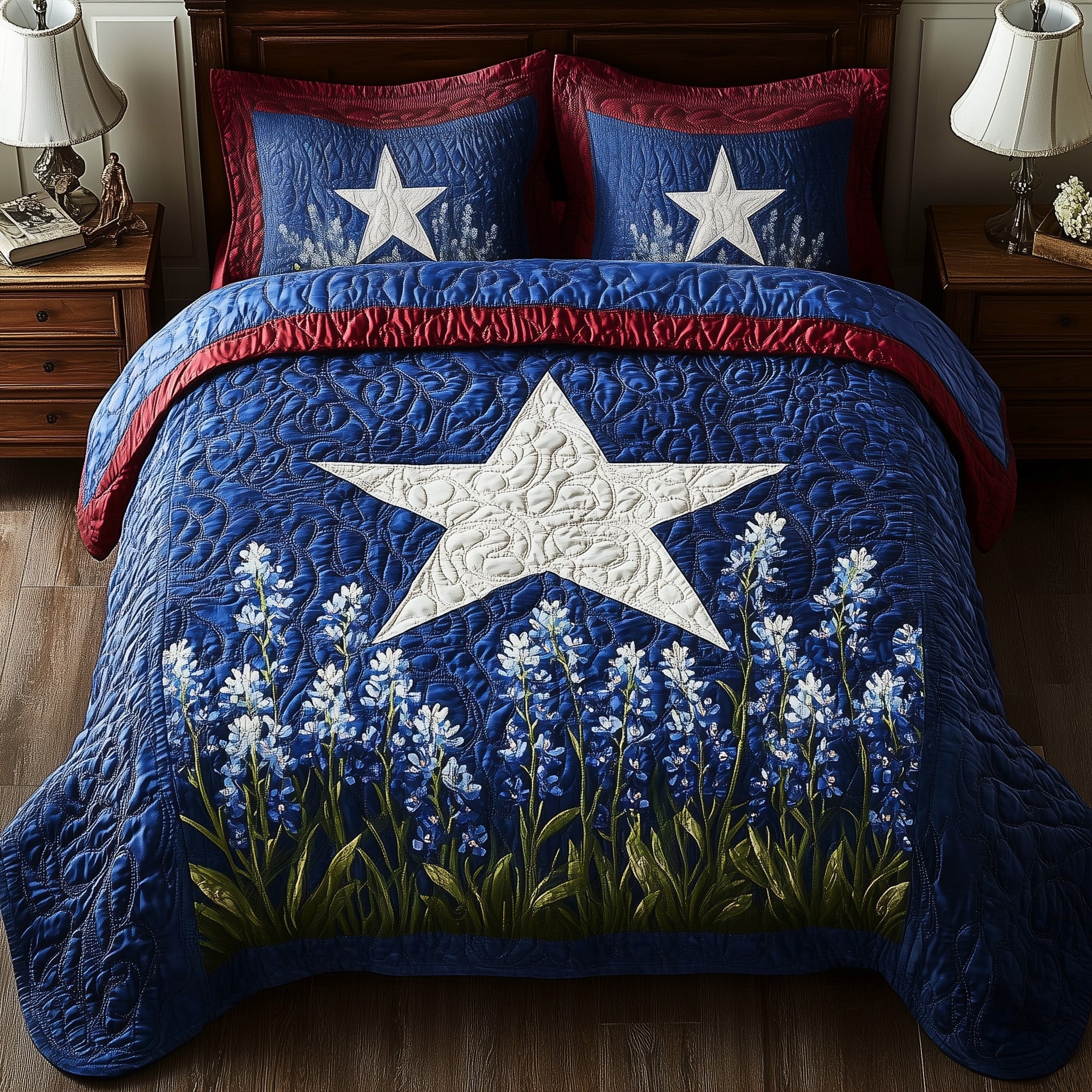 Lone Star Blossoms Quilted Bedding Set Duvet Cover Merchandise Texas Gifts To Send