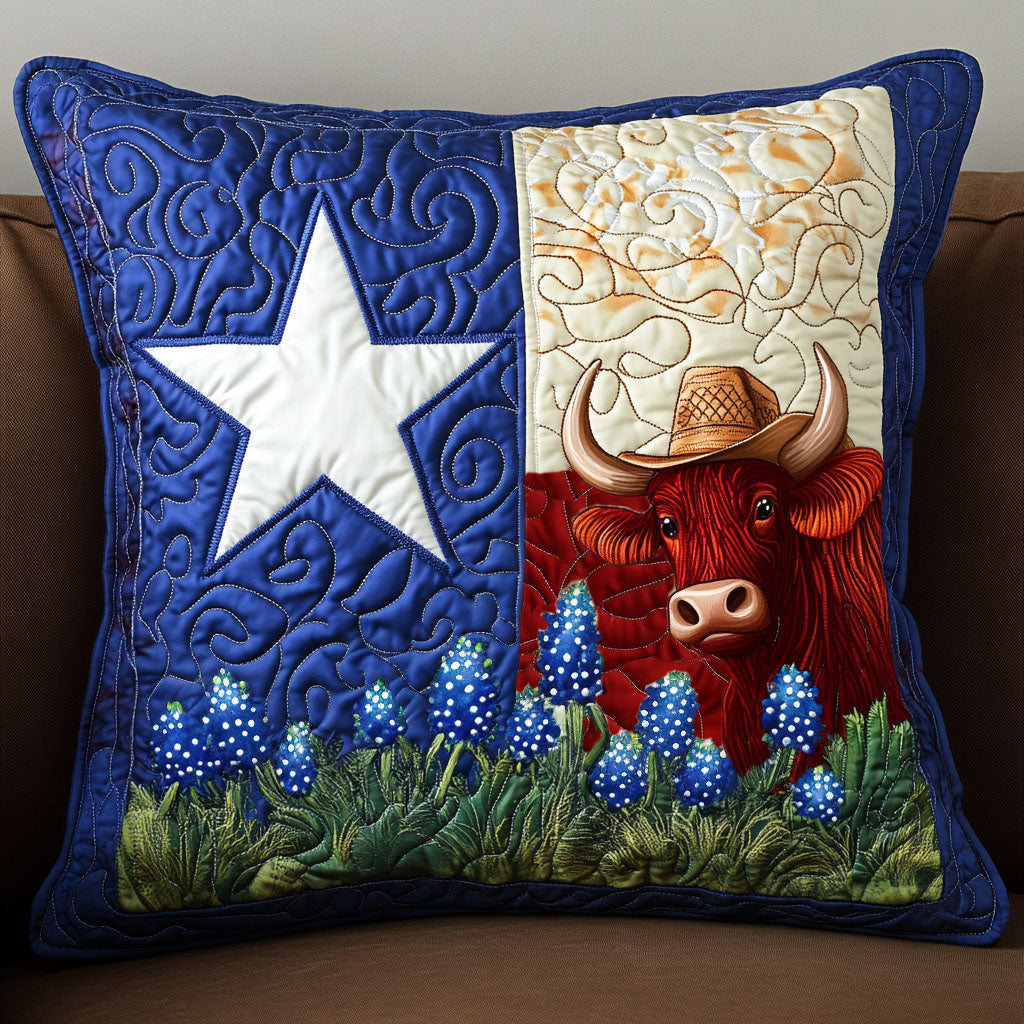 Lone Star Longhorn Quilted Pillow Case Best Cool Pillow Cases Texas Gifts Online