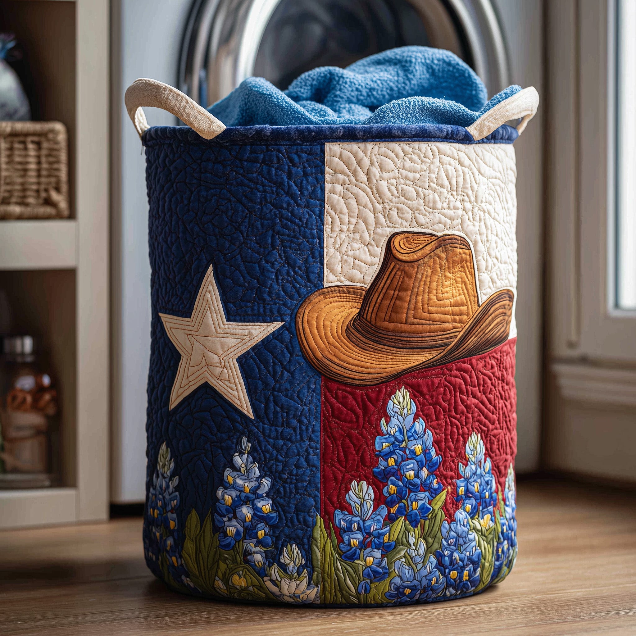 Lone Star Quilted Laundry Basket Fabric Clothes Basket Adorable Present For Mom