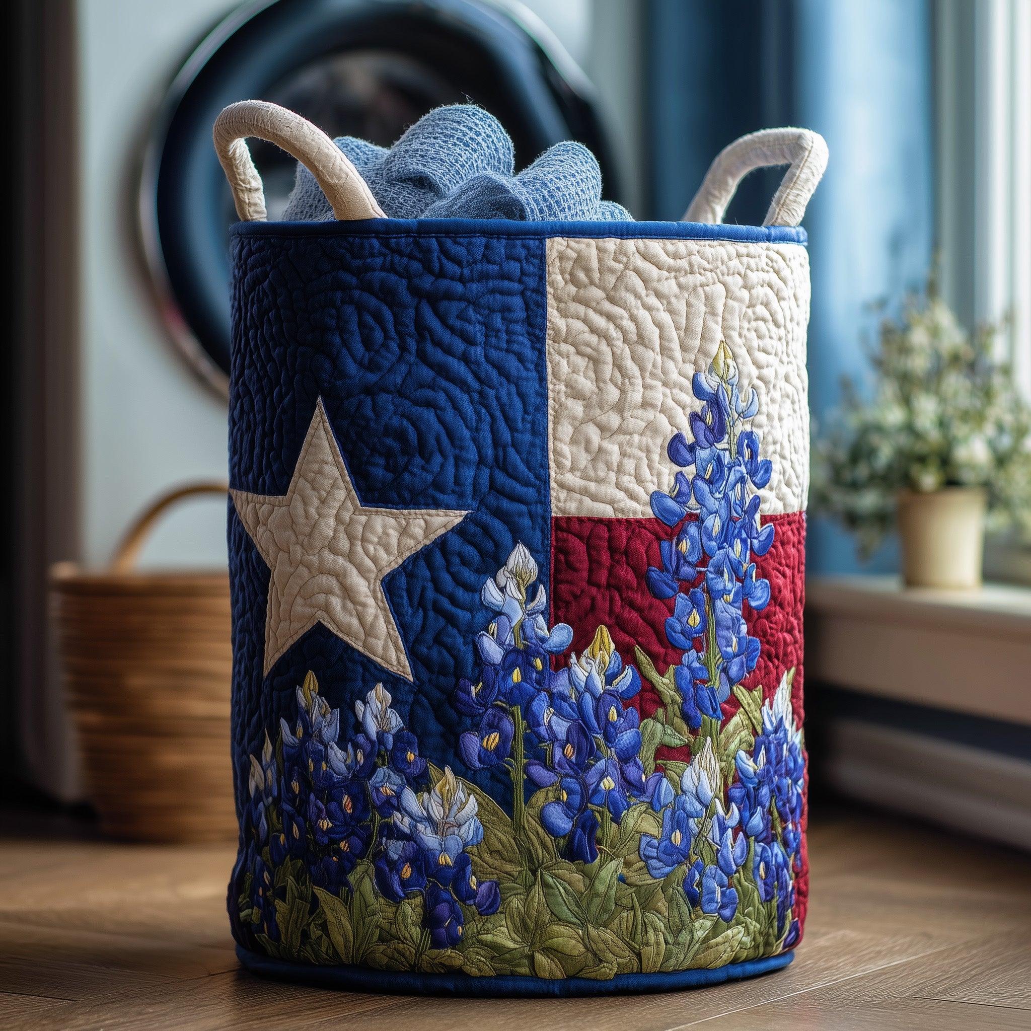 Lone Star Quilted Laundry Basket Fabric Clothes Basket Lovely Gifts For Mom