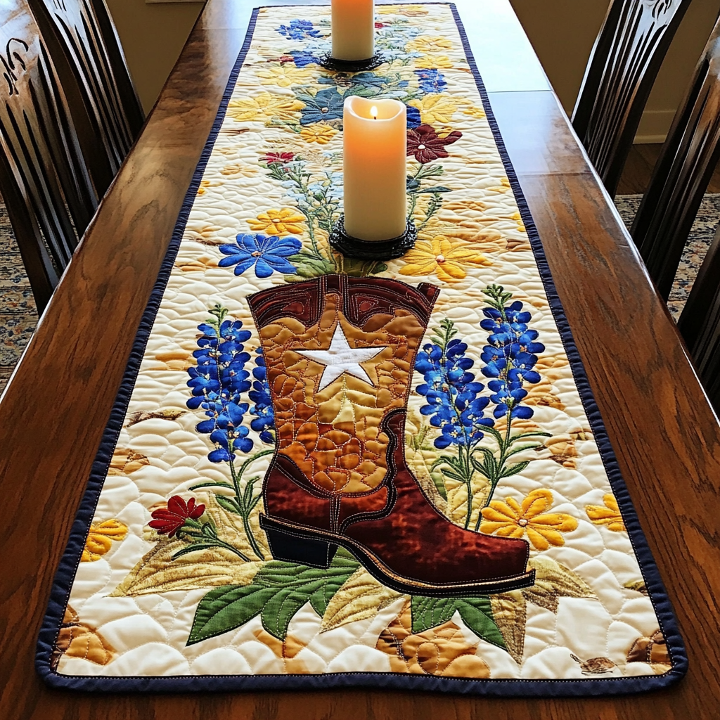 Lone Star Quilted Table Runner Dining Table Decor Texas Gifts For Out Of Towners