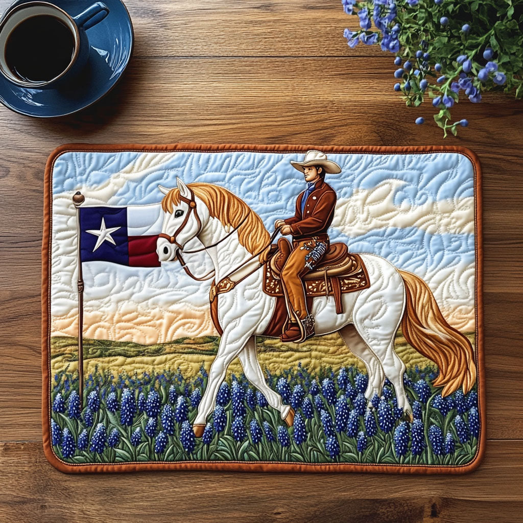 Lone Star Rider Quilted Placemat Modern Holiday Decor Christmas Gifts For Flower Lovers