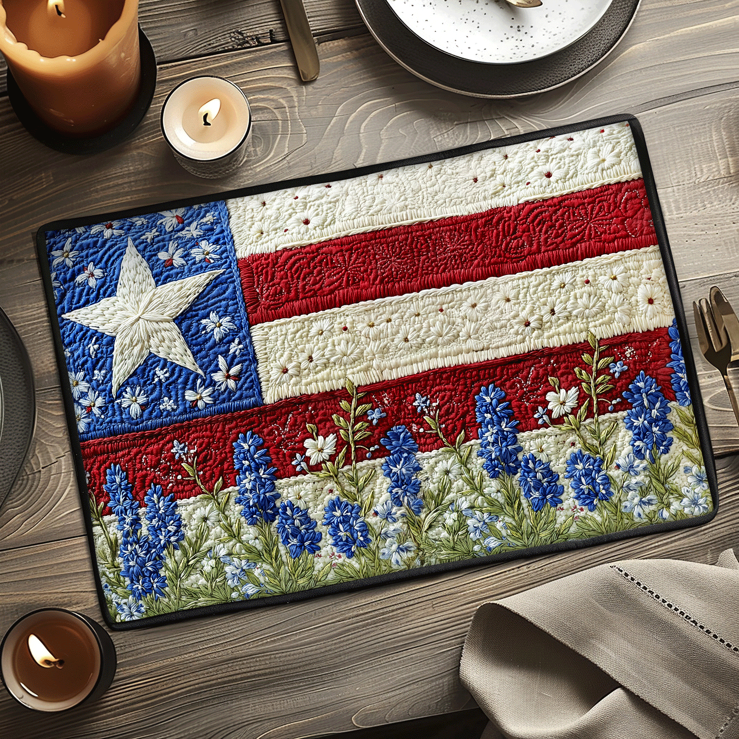 Lone Star Rising Quilted Place Mat Dining Table Decor 