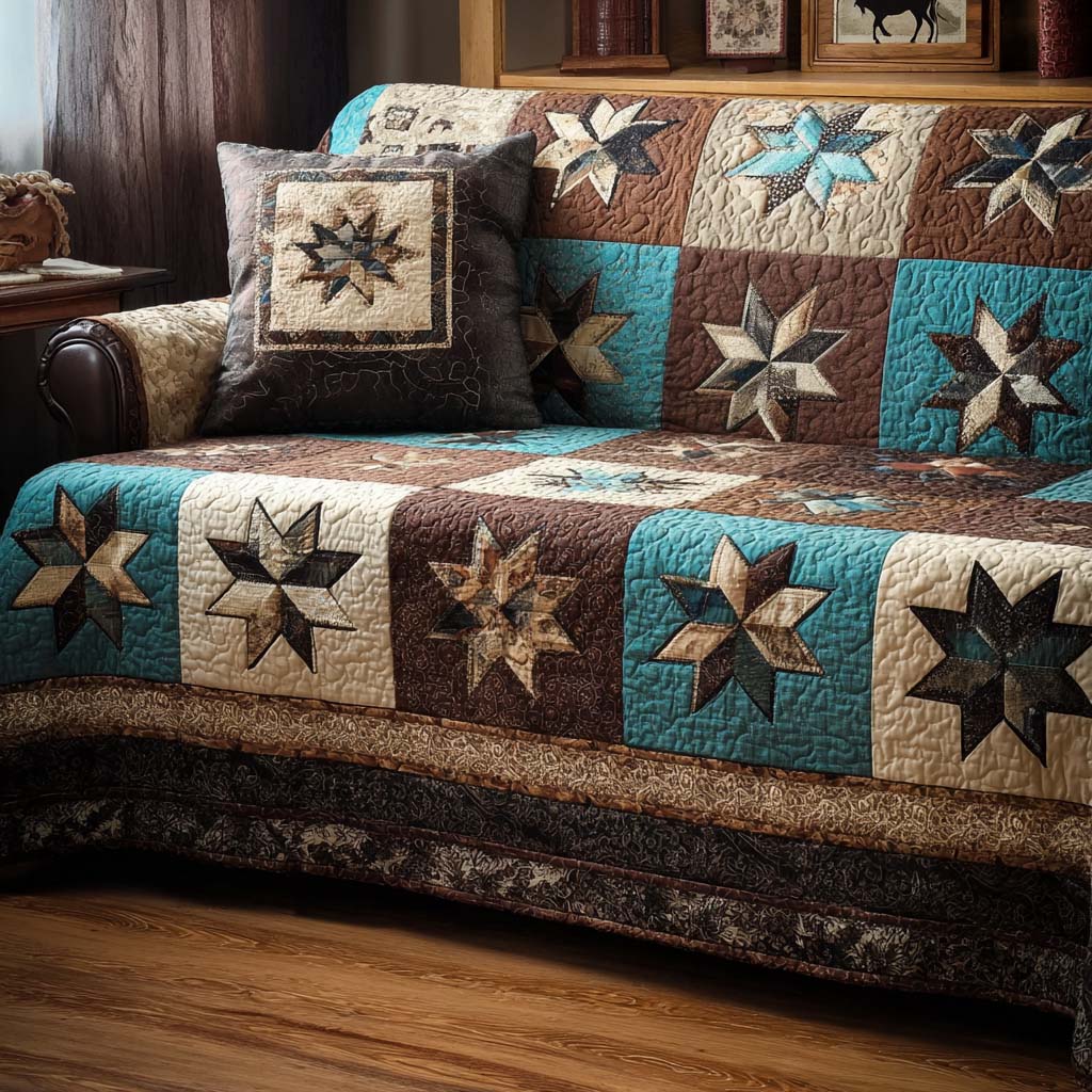 Lone Star Style Quilted Sofa Cover Living Room Decor Cowboys Gifts For Her