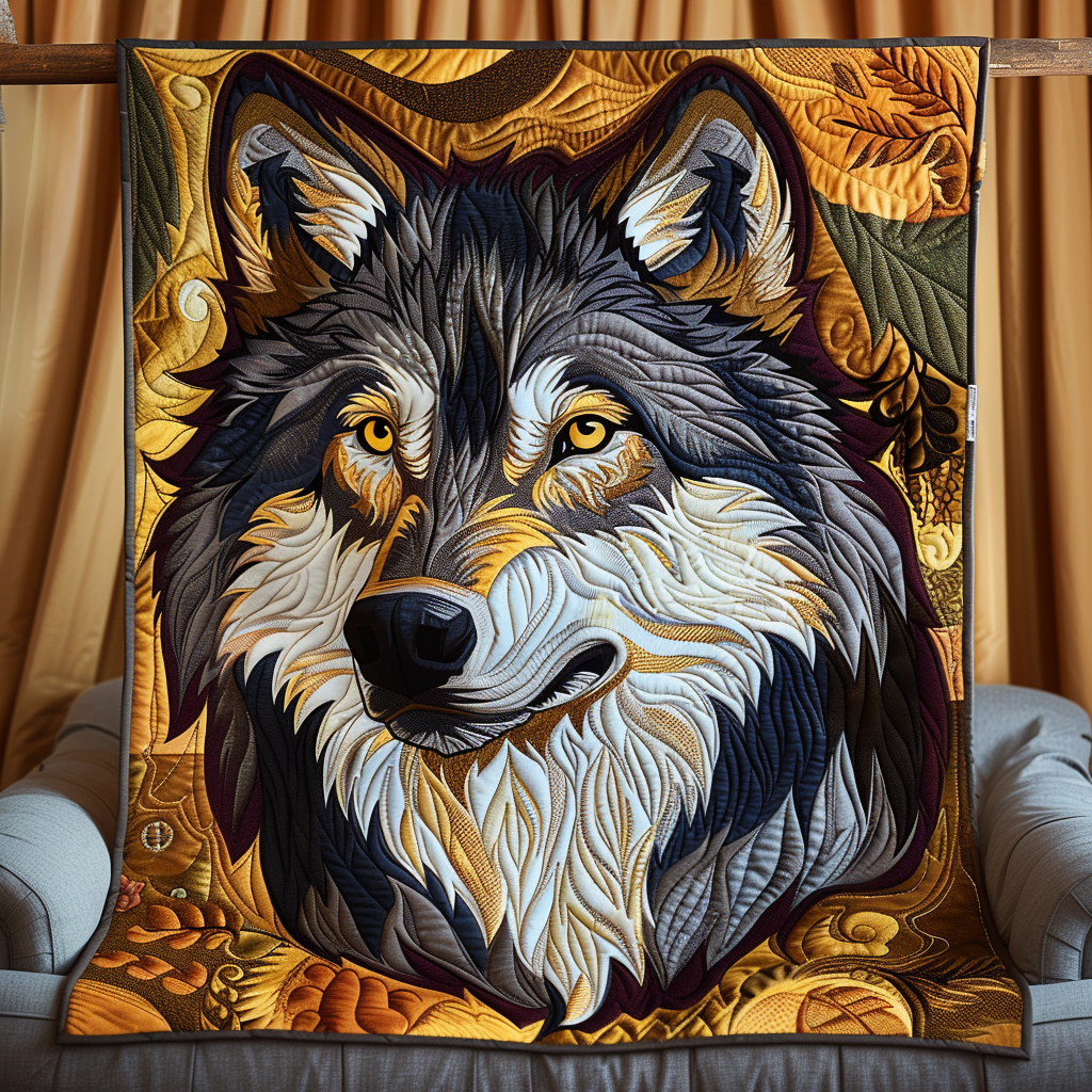 Lone Wolf Elegance Quilted Blanket Wolf Gifts For Him