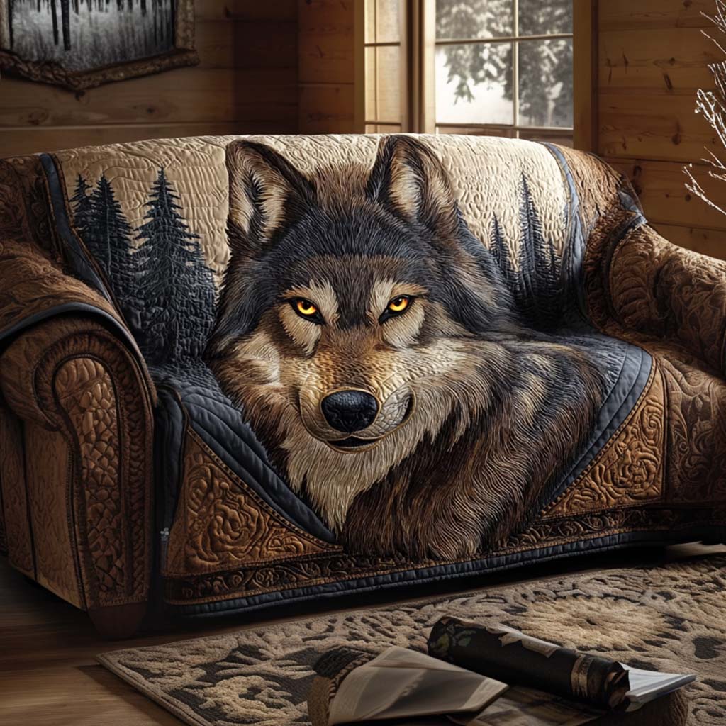 Lone Wolf Quilted Sofa Cover Holiday Living Decorations Great Wolf Christmas Gift