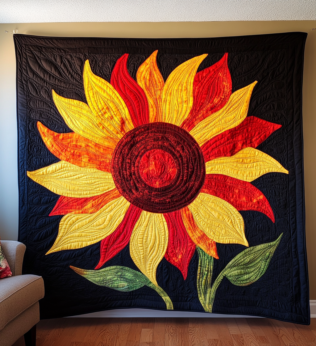 Lonely Sunflower Quilted Blanket Sunflower Gifts For Her