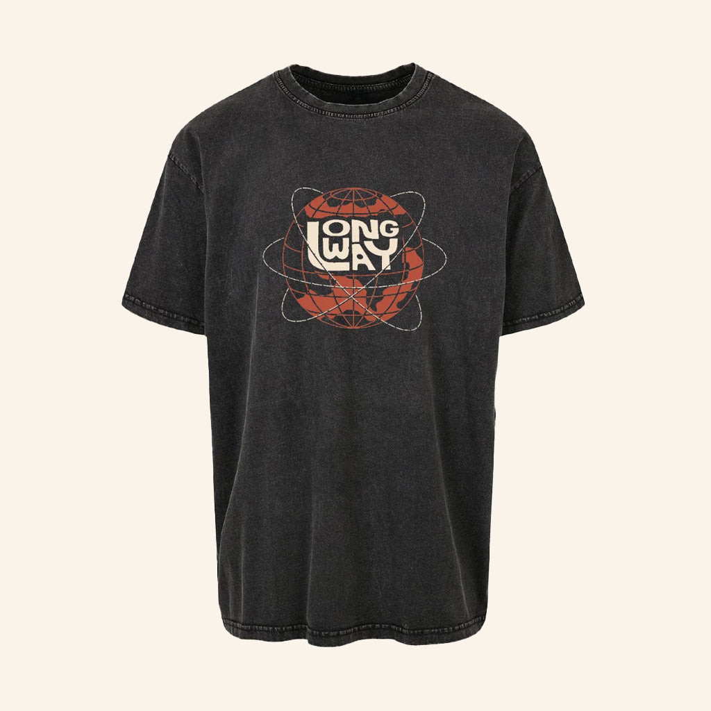 Long Way Merch Long Way Globe Black Acid Wash T-Shirt Gifts For Dad