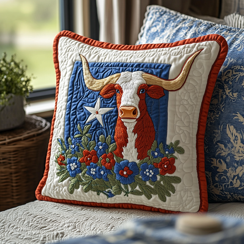 Longhorn Legacy Quilted Pillow Case Throw Pillow Cases Best Cat Gifts