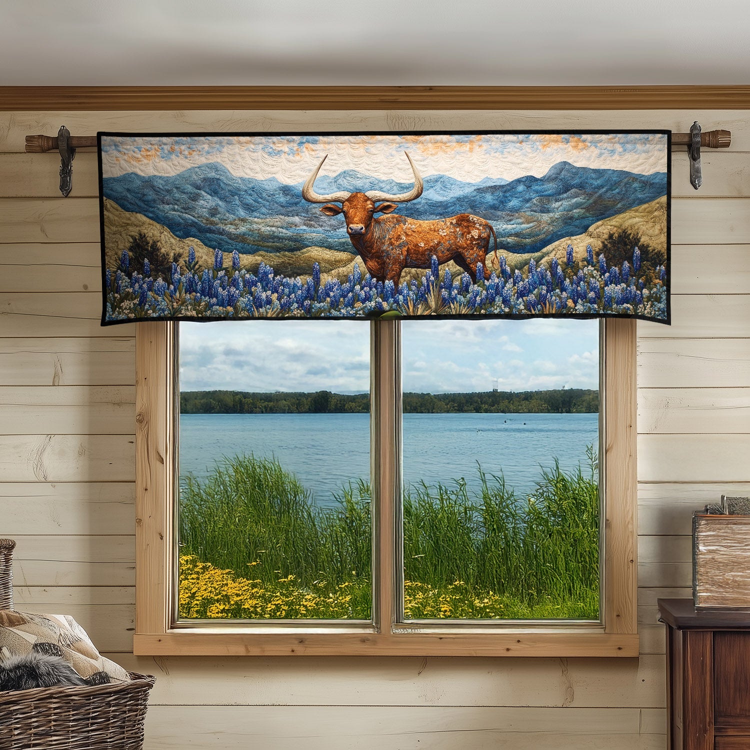 Longhorn Legacy Quilted Valance Door Entrance Decor Sunflower Gifts For Her