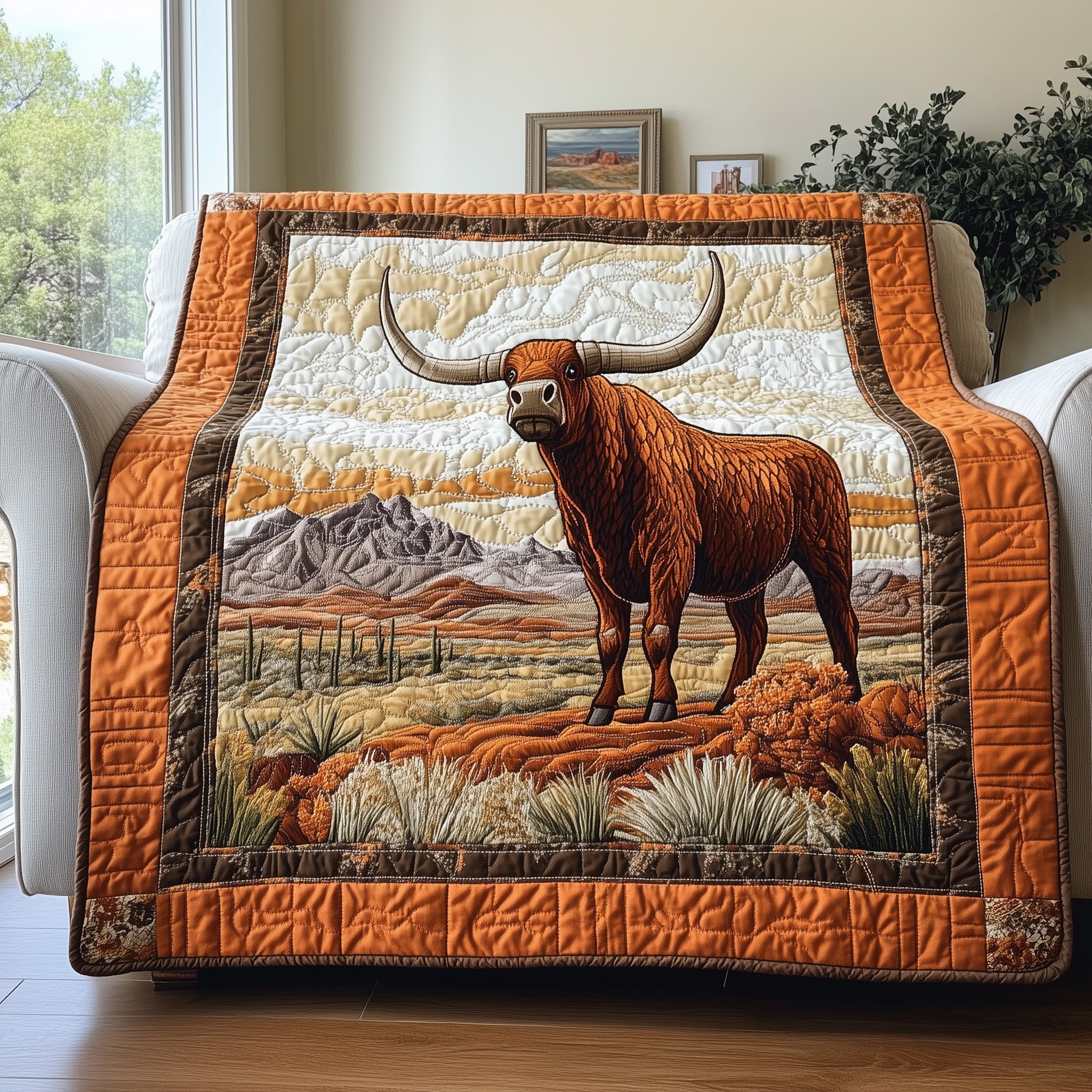 Longhorn Quilted Blanket Cute Soft BlanketChristmas Presents For Daughter And Son In Law