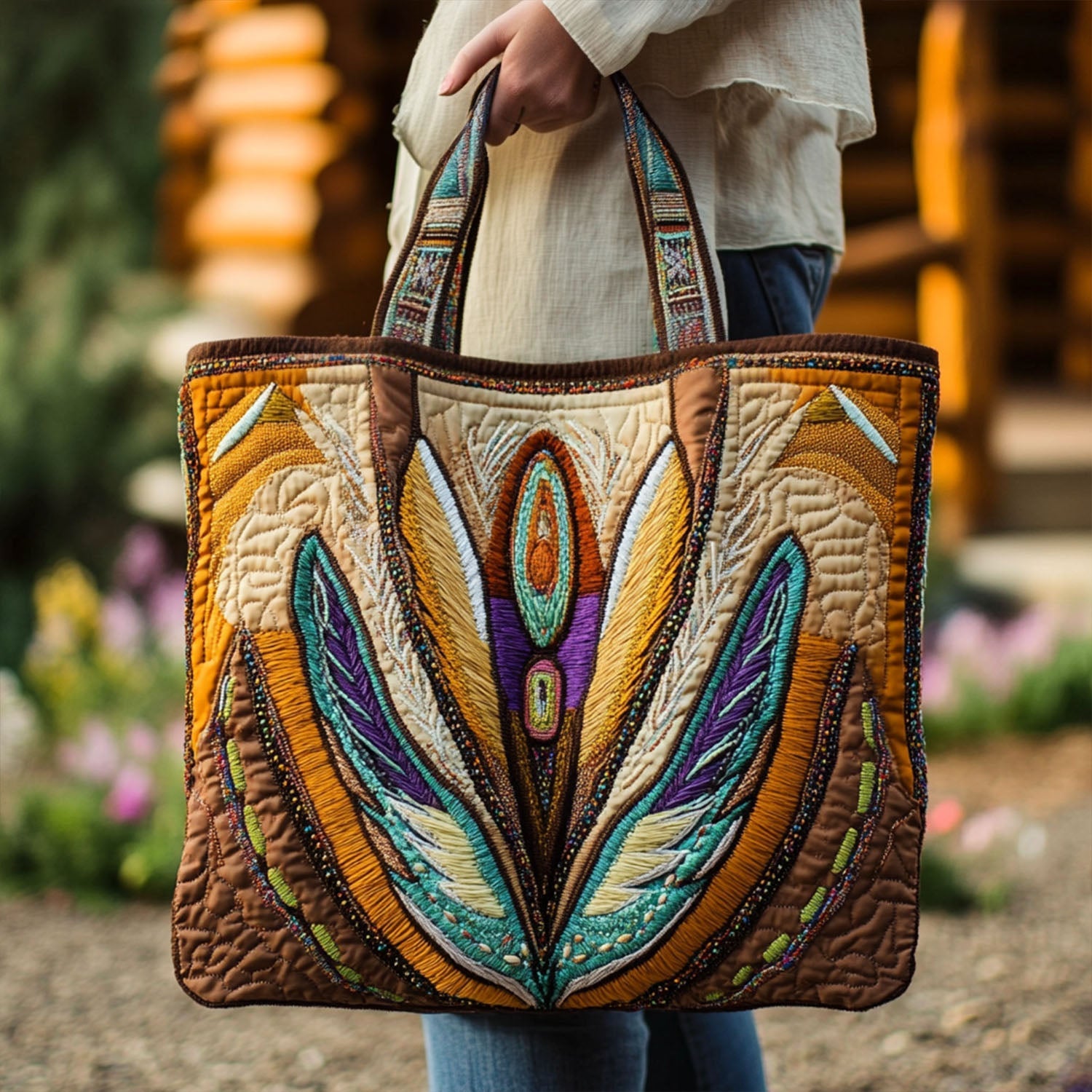Loomed Spirit Quilted Tote Bag Native American Gifts Online