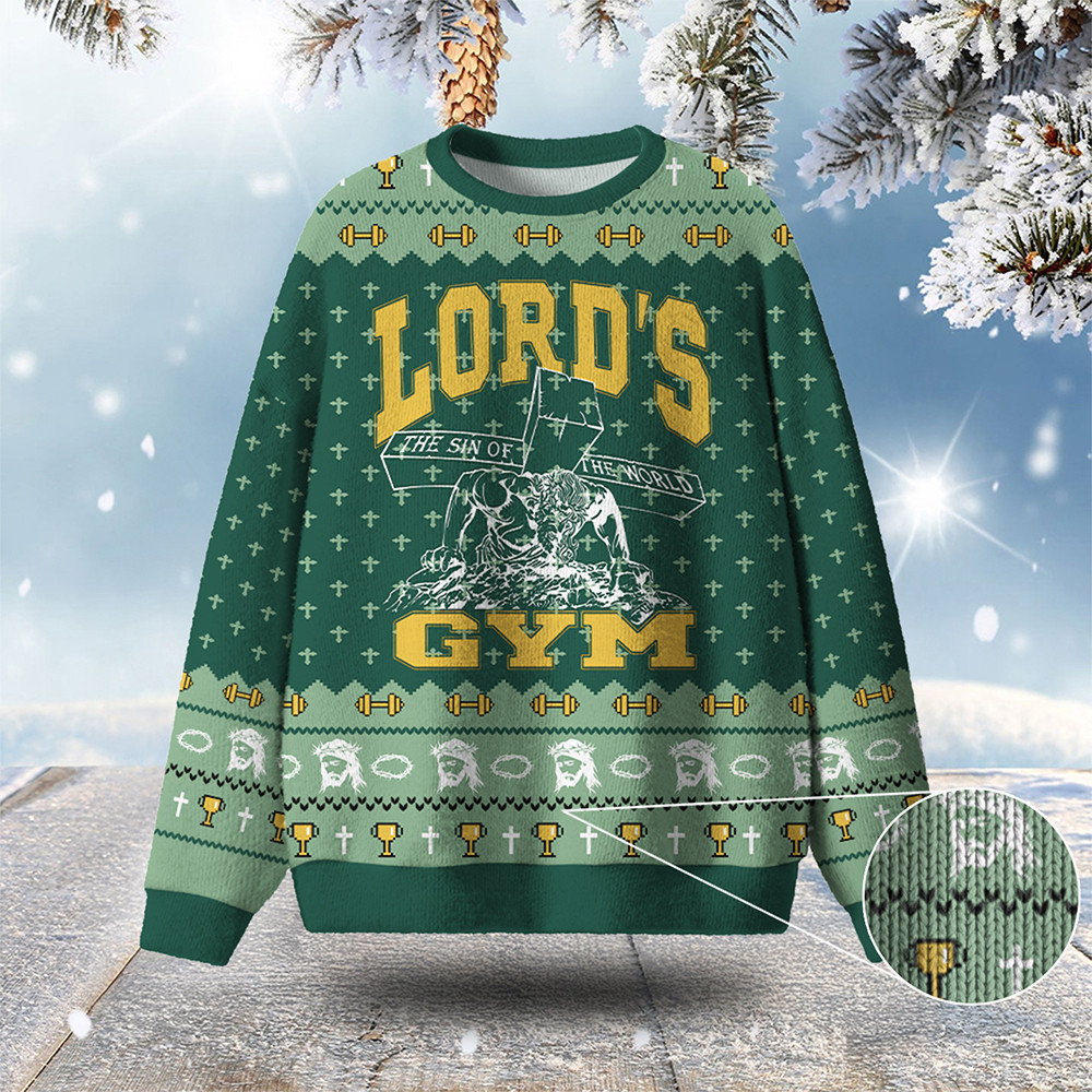 Lords Gym Ugly Christmas Sweater Holiday Apparel Christian Sweater Best Faith Gifts