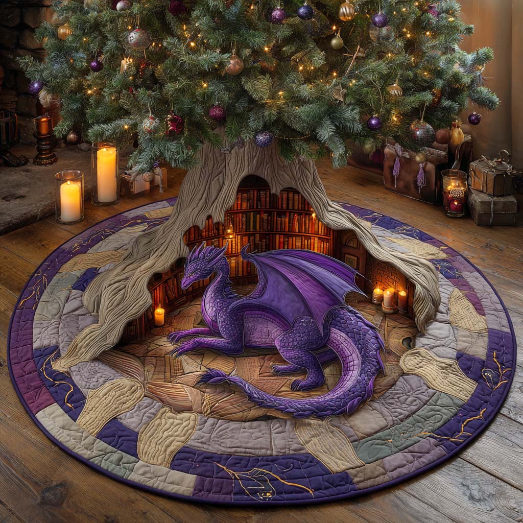 Lorekeeper Haven Quilted Tree Skirt Xmas Indoor Decorations Book Gifts For Ladies