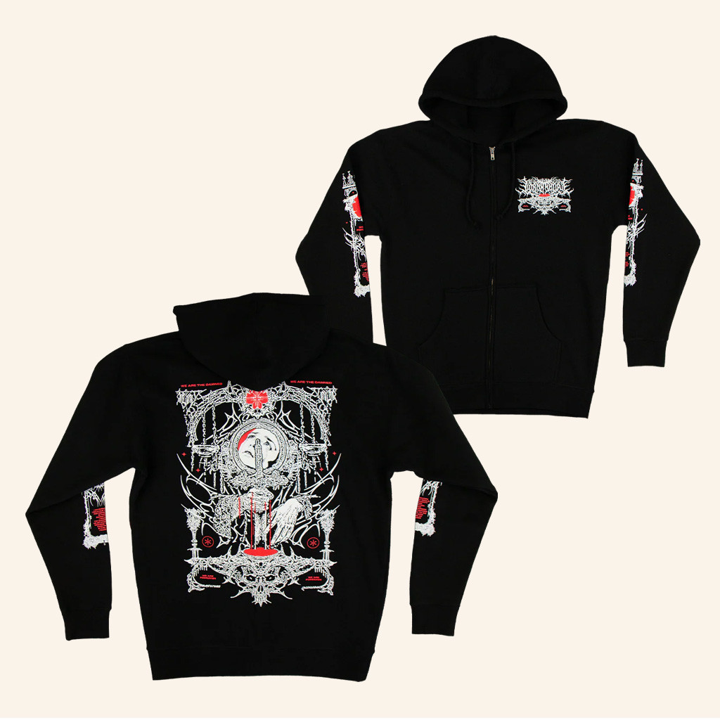 Lorna Shore Band Merch Lorna Shore Damned Zip Hoodie Xmas Gifts For Him