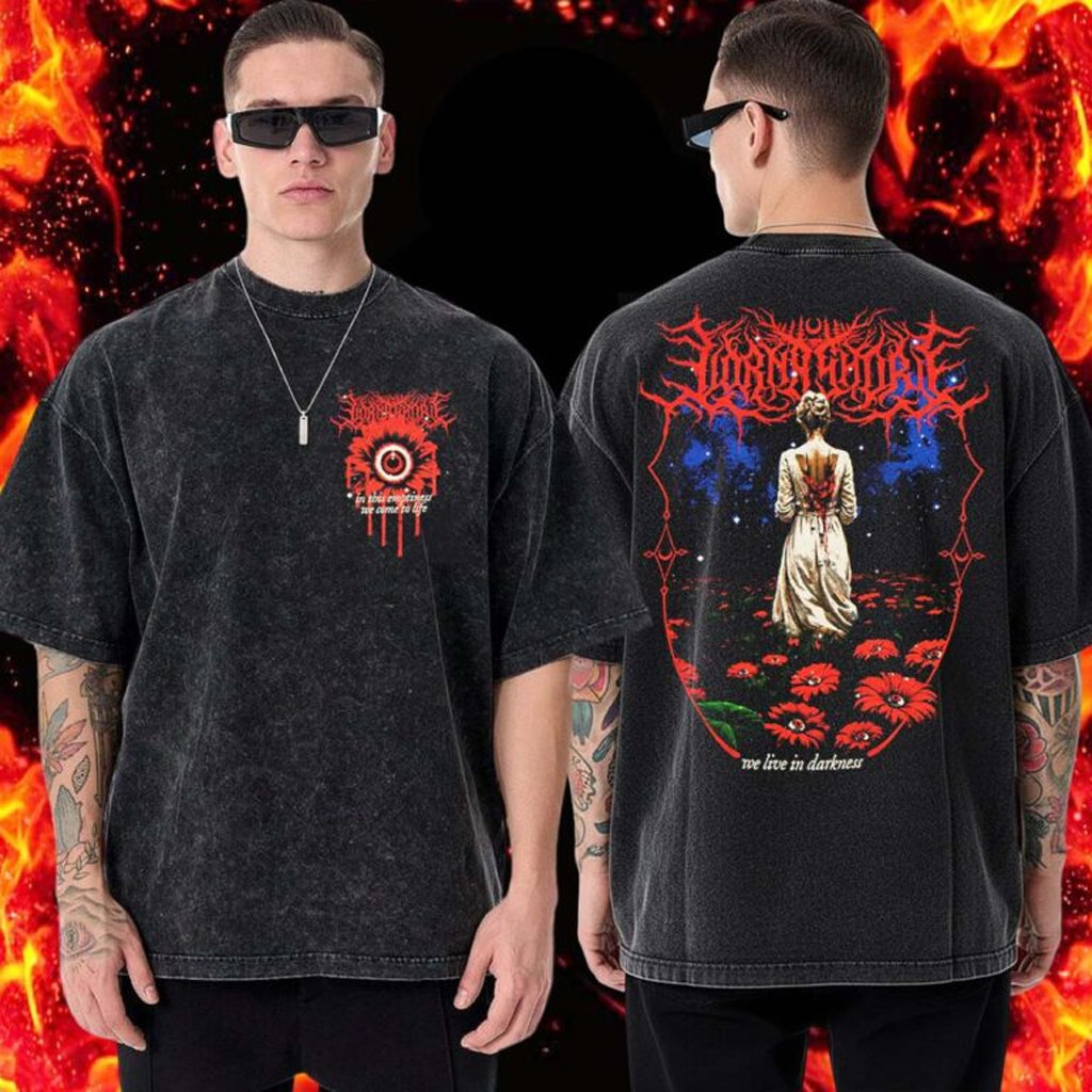 Lorna Shore Merch Darkness Flower Wash T-Shirt Gift Ideas For Boyfriend Lorna Shore Merch Darkness Flower Wash T-Shirt Gift Ideas For Boyfriend