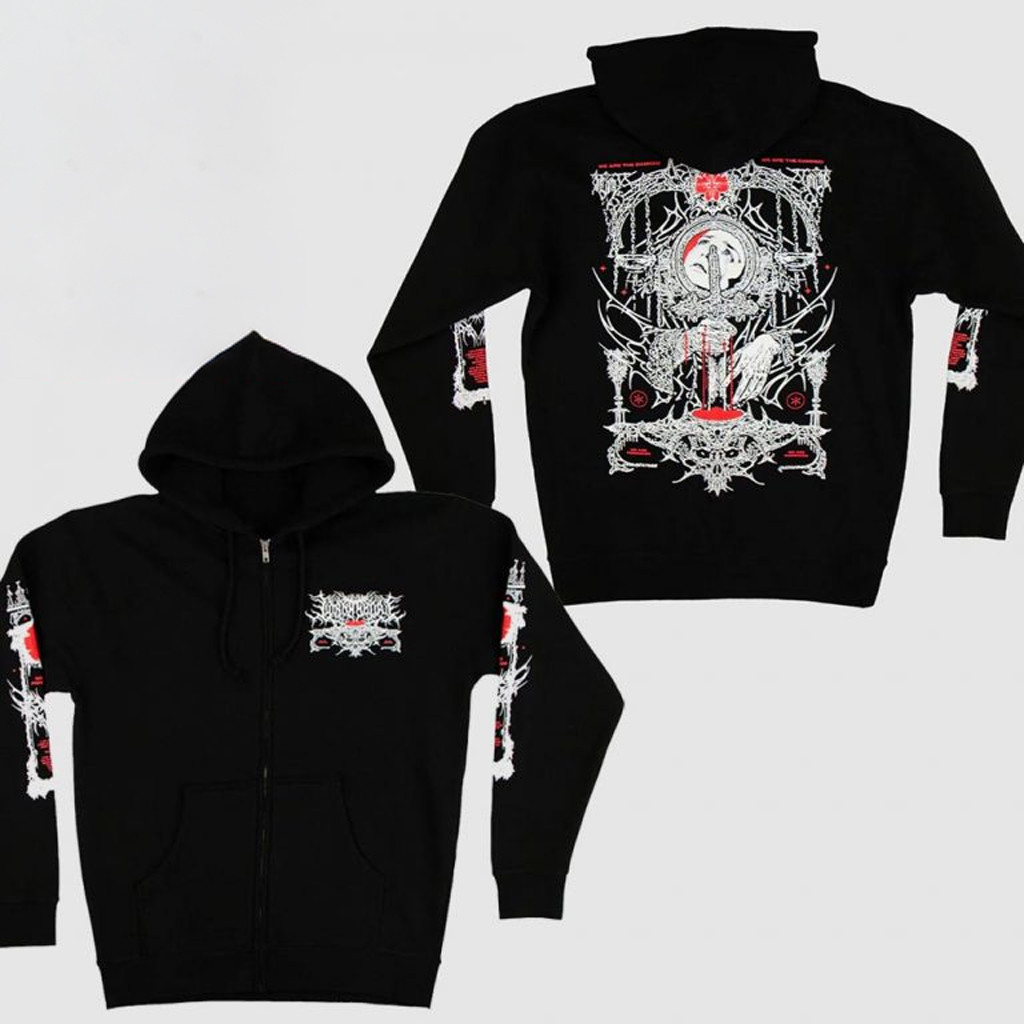 Lorna Shore Merch Lorna Shore Damned Zip Hoodie Unique Gifts For Music Lovers
