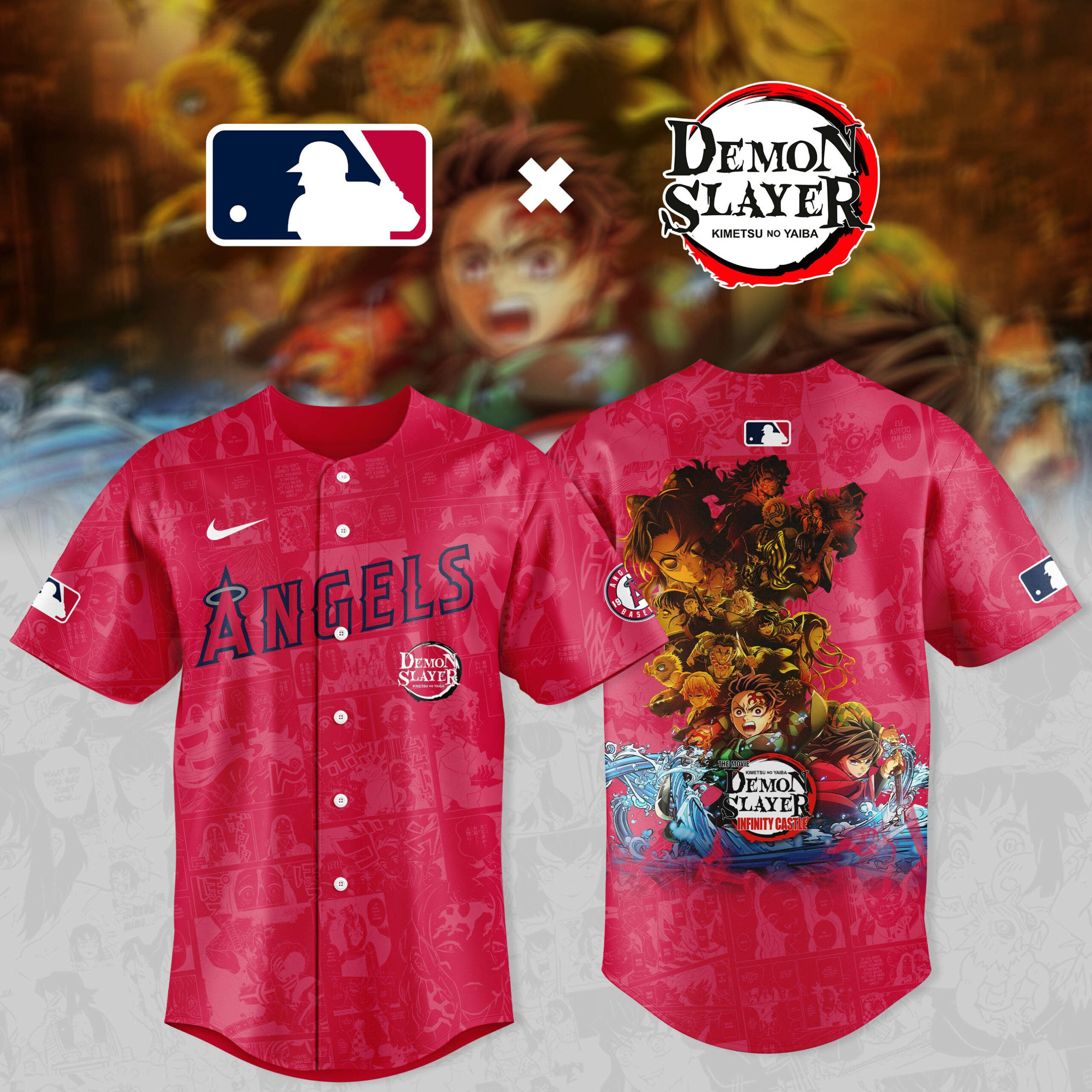 Los Angeles Angels Demon Slayer Baseball Jersey Gifts For Baseball Fans