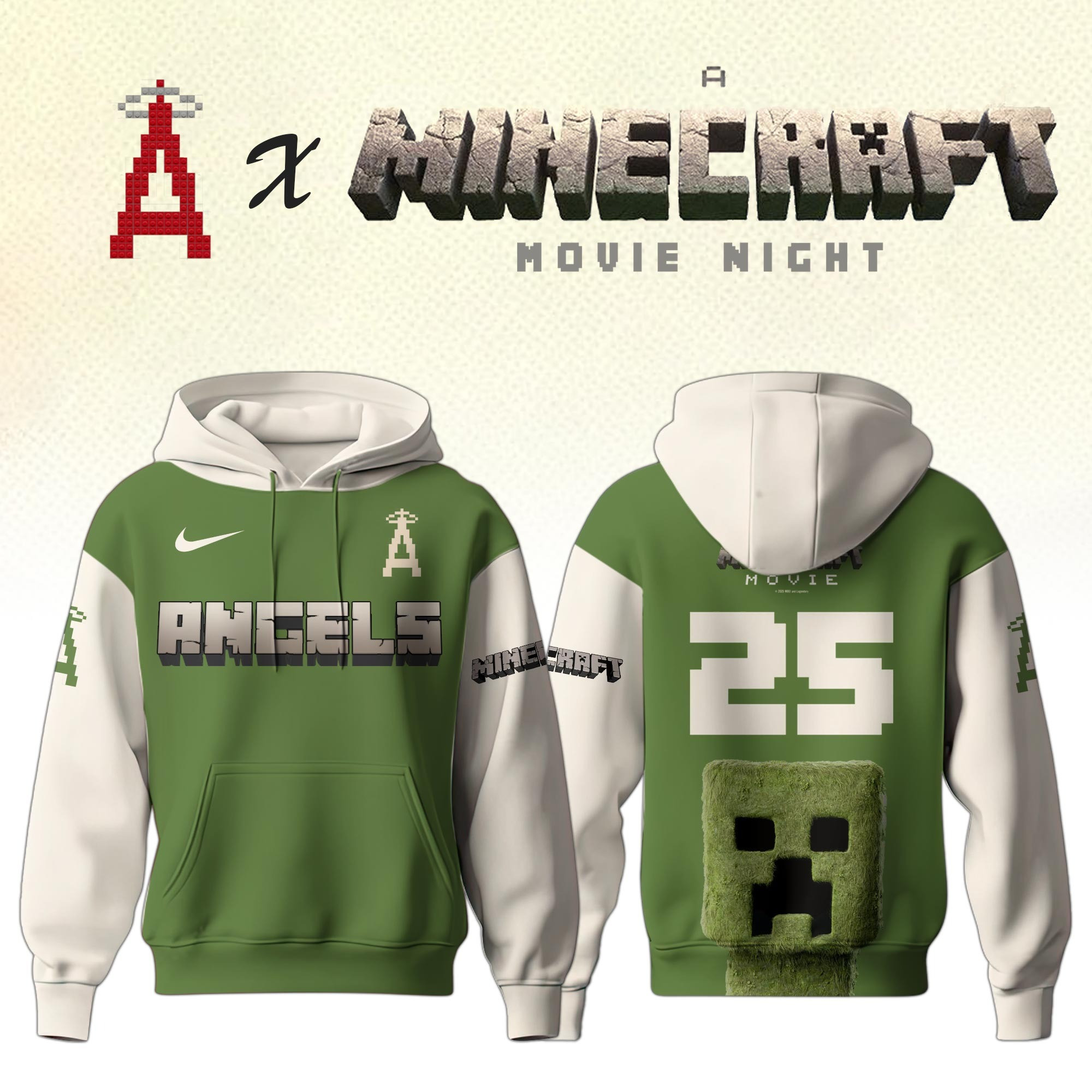 Los Angeles Angels MLB x A MINECRAFT MOVIE Night Hoodie Unique Gifts Baseball Fans