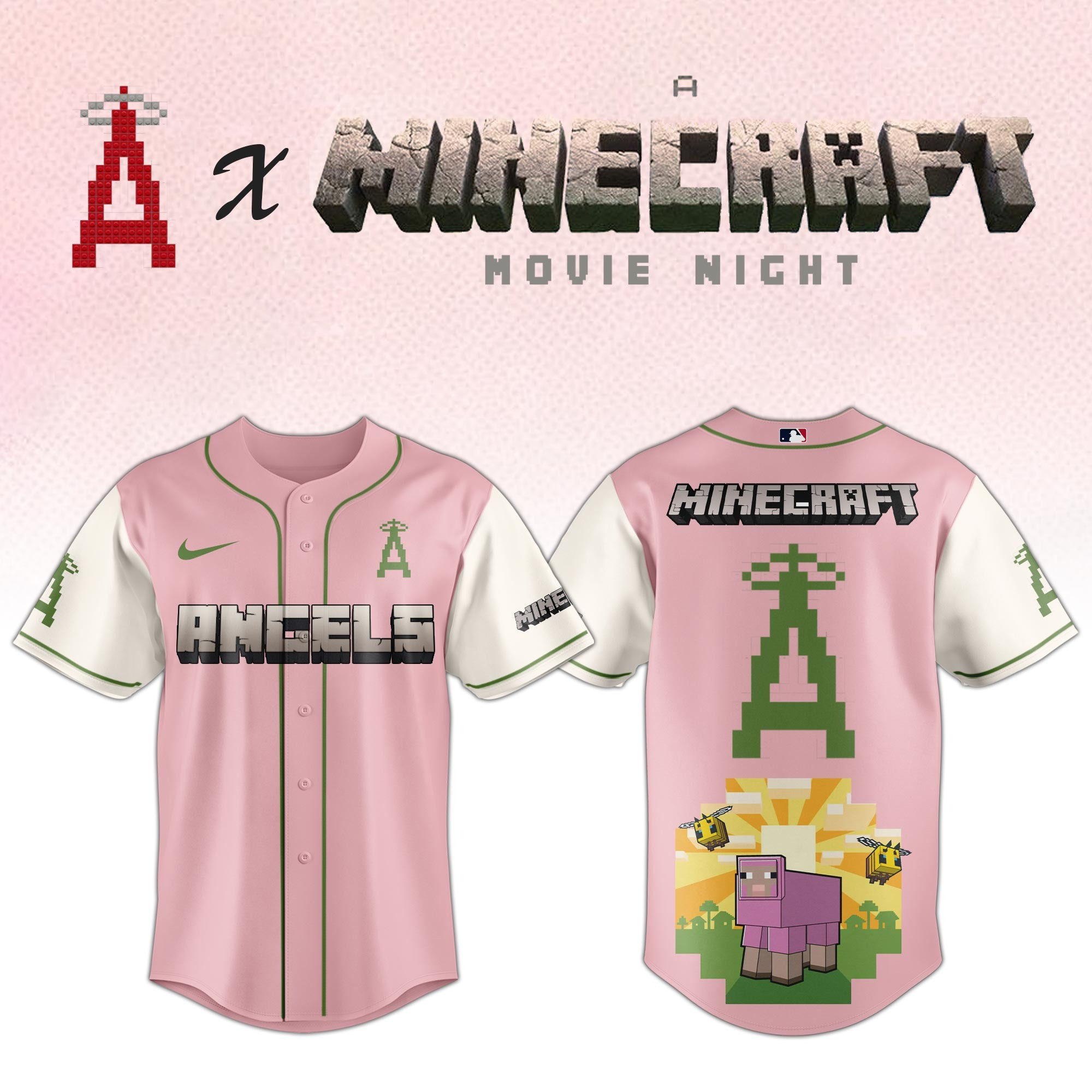 Los Angeles Angels MLB x A MINECRAFT MOVIE Night Jersey Baseball Lover Gift Ideas