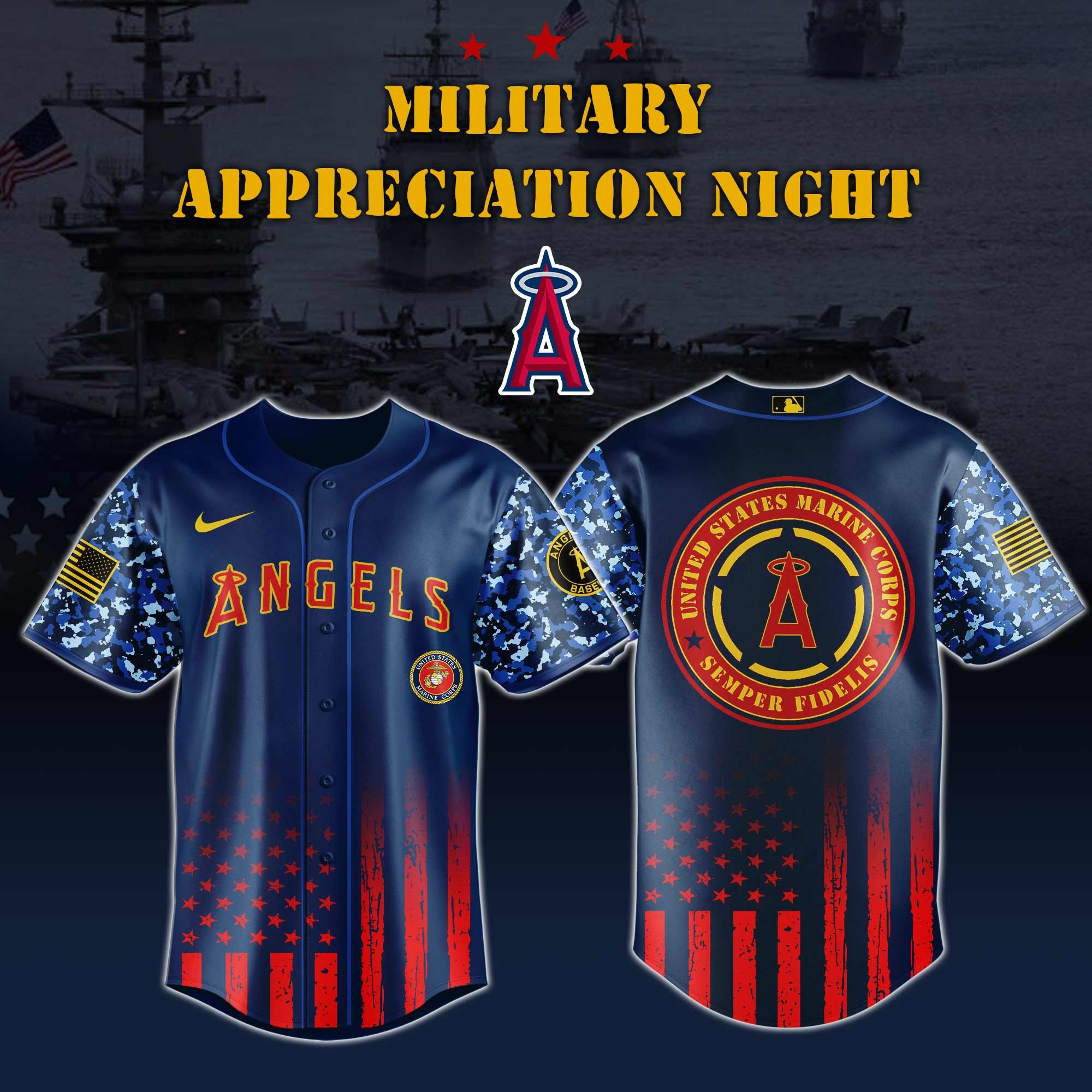 Los Angeles Angels MLB x Marine Corps Military Appreciation Night Jersey Editions Limited 2025 Gift For LA Fans