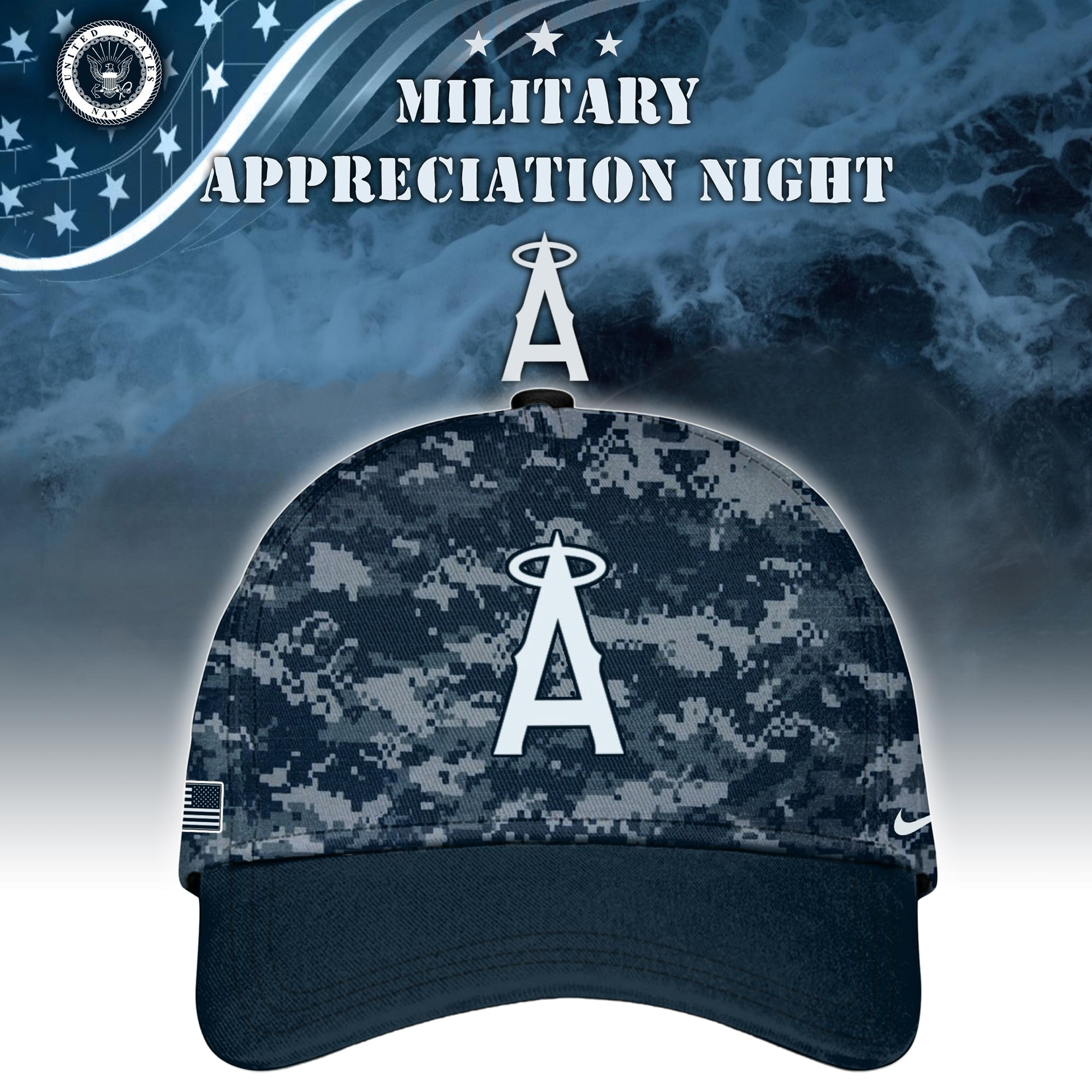 Los Angeles Angels MLB x Navy Military Appreciation Night Hat Best Gifts For Baseball Fans