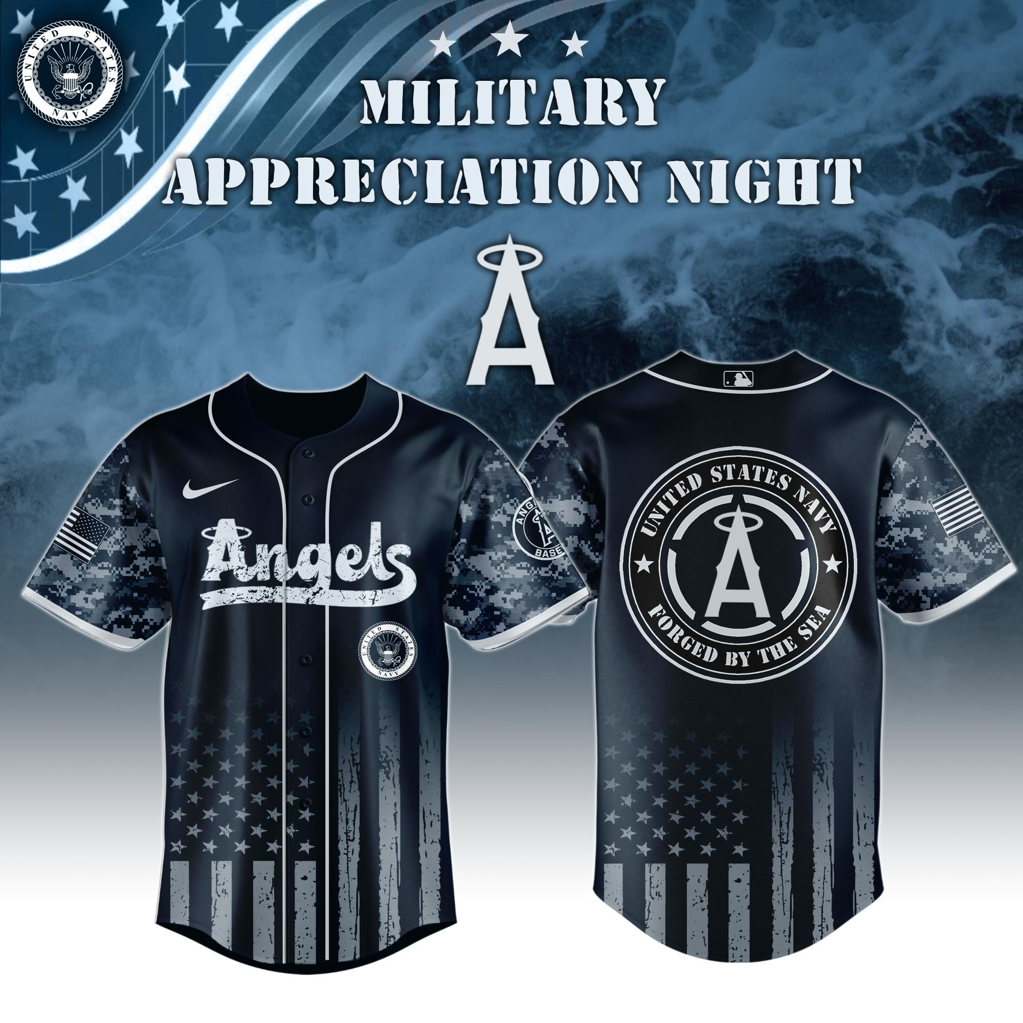 Los Angeles Angels MLB x Navy Military Appreciation Night Jersey Unique Gifts For Baseball Fans