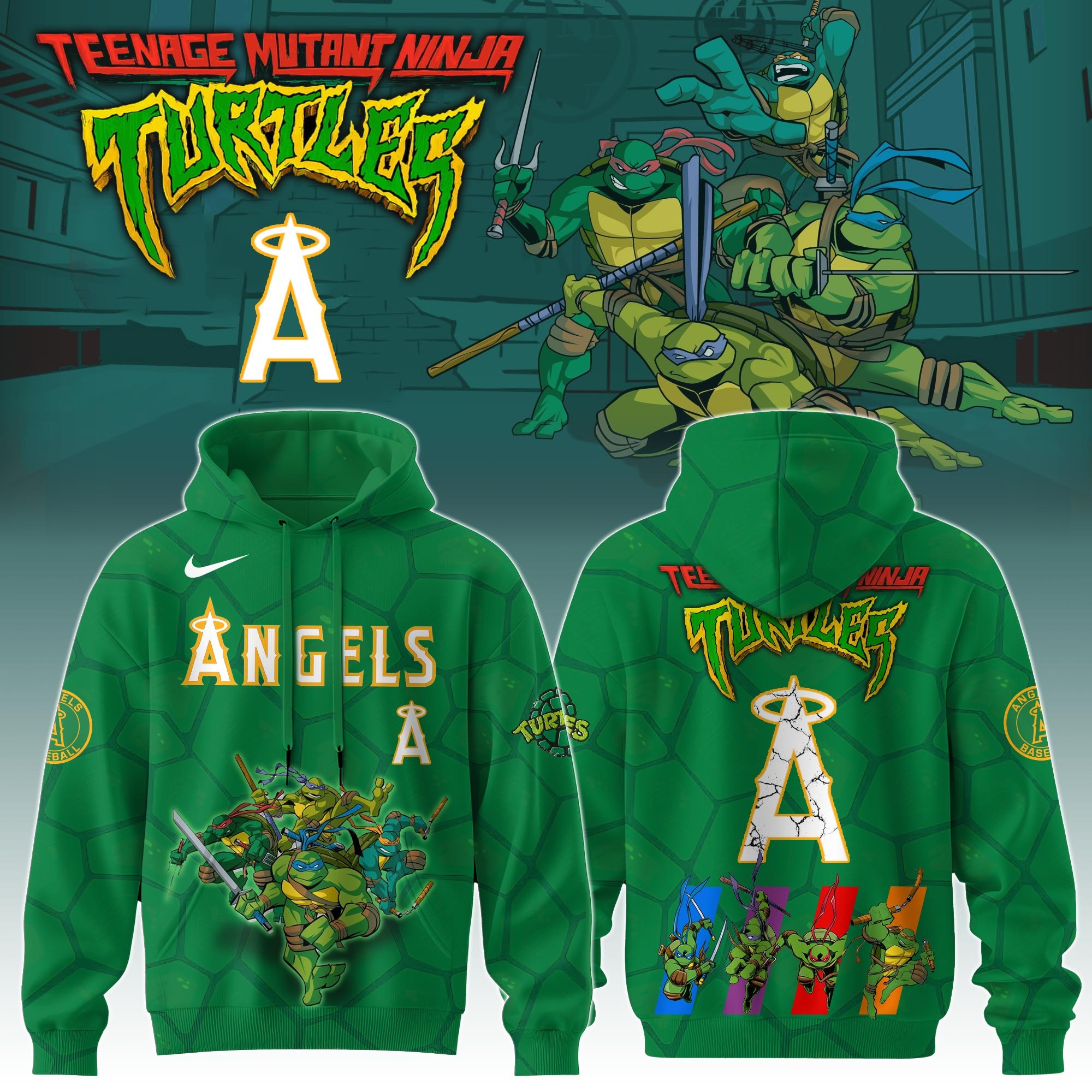 Los Angeles Angels MLB X Ninja Turtles Hoodie Baseball Ninja Turtles Lovers Gifts For Fans