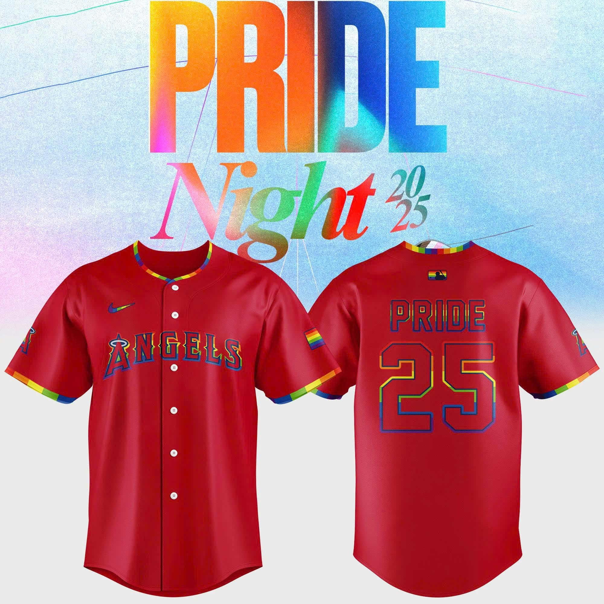 Los Angeles Angels Pride Night Month 2025 Jersey Baseball Support LGBT Pride Merch