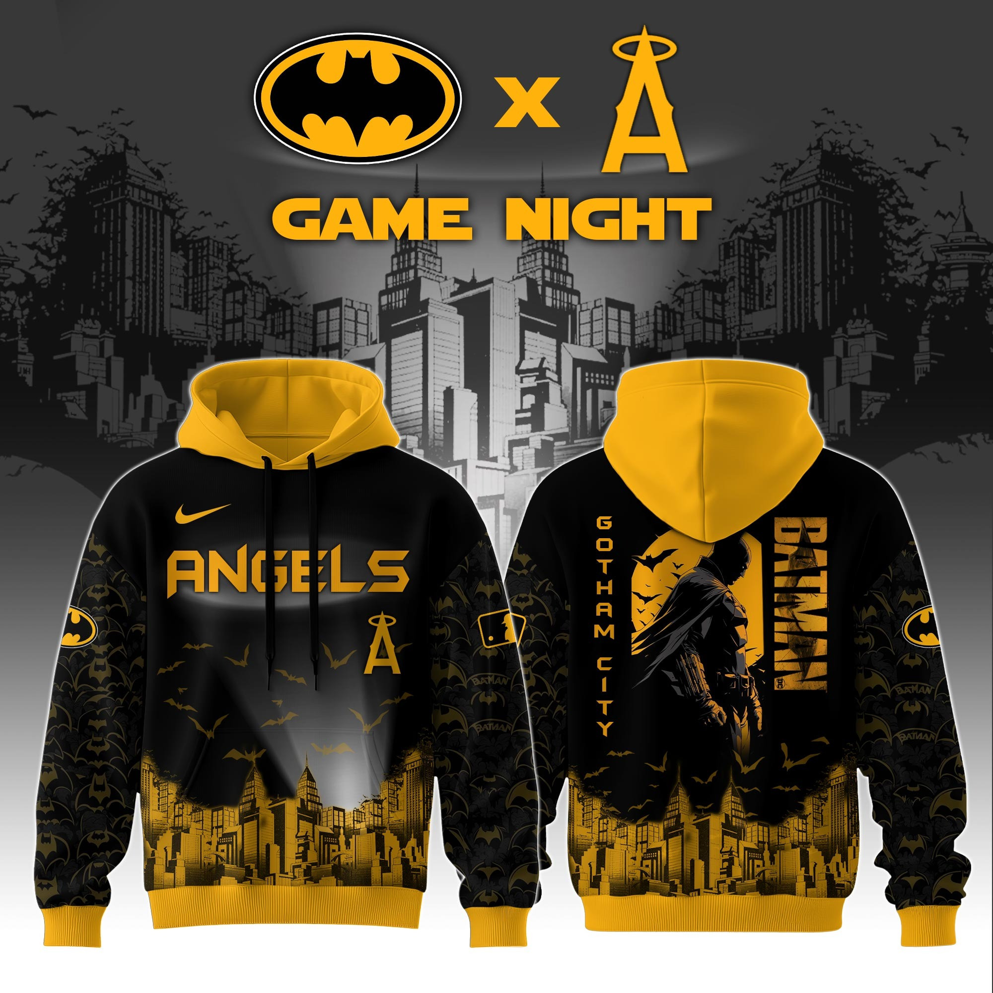 Los Angeles Angels x DC Batman Game Night Hoodie Best Gifts For Baseball Fans For Him Dad