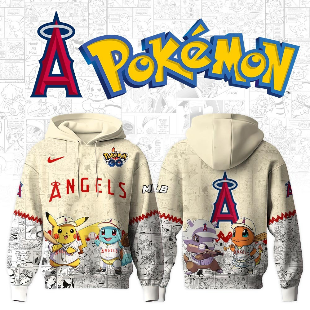 Los Angeles Angels X Pokemon Go Hoodie MLB Fan Merch Gifts For Baseball Lovers For Him Her