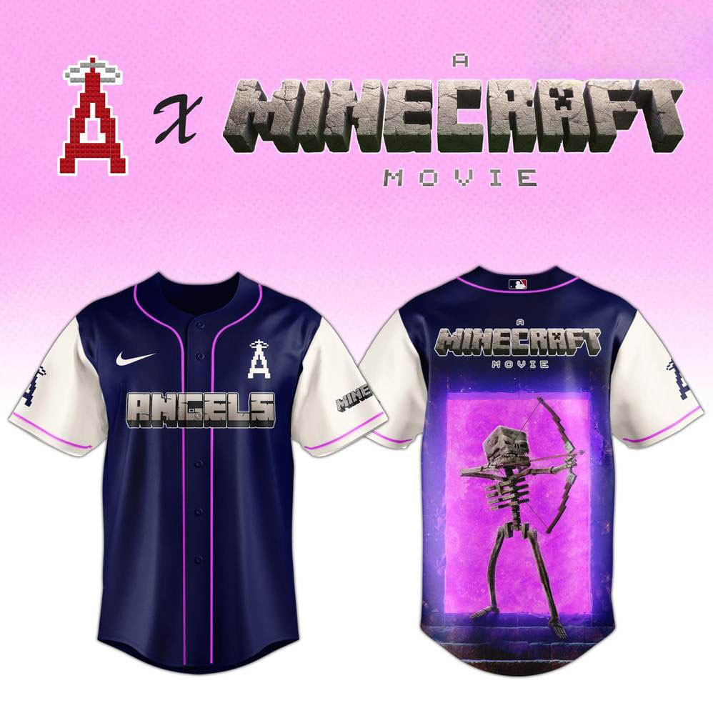 Los Angeles Angels x Skeleton A Minecraft Movie Special Baseball Jersey Present Gift For Husband