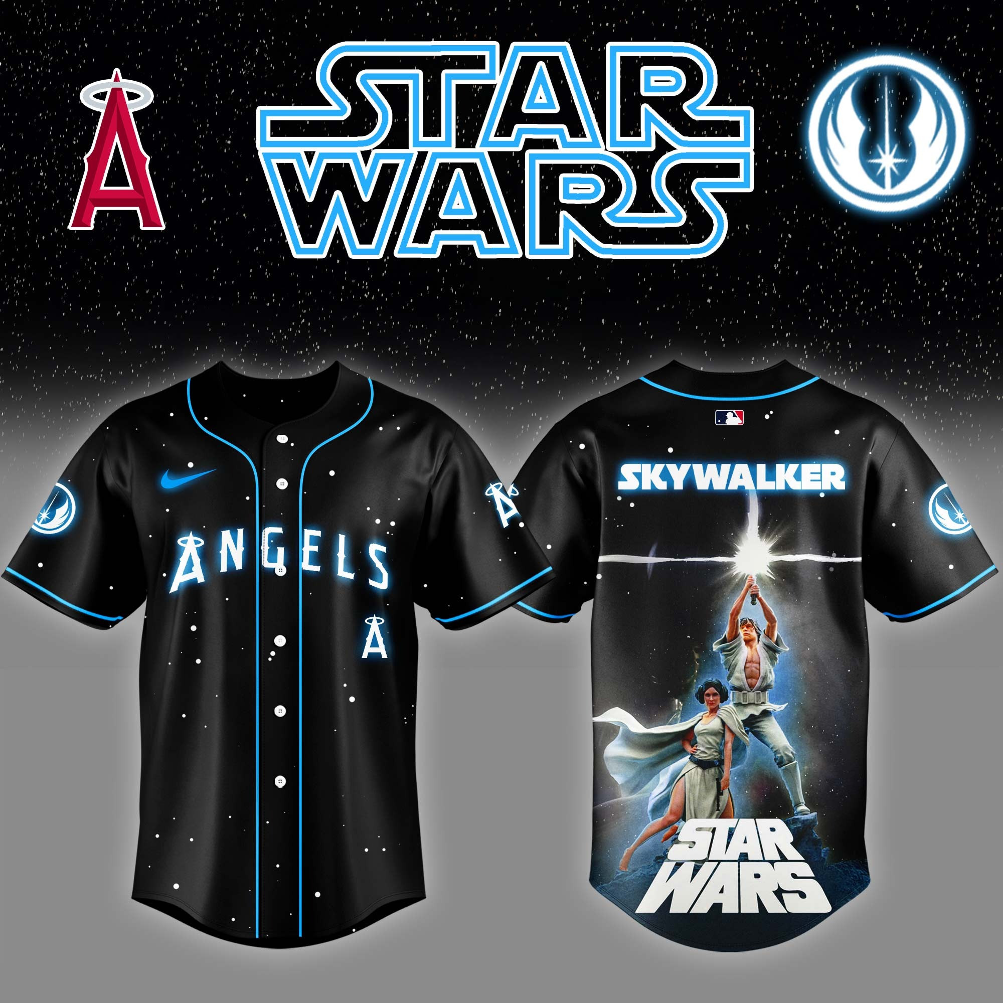 Los Angeles Angels x Stars Luke Skywalker Game Night Baseball Jersey Baseball Enthusiast Gifts