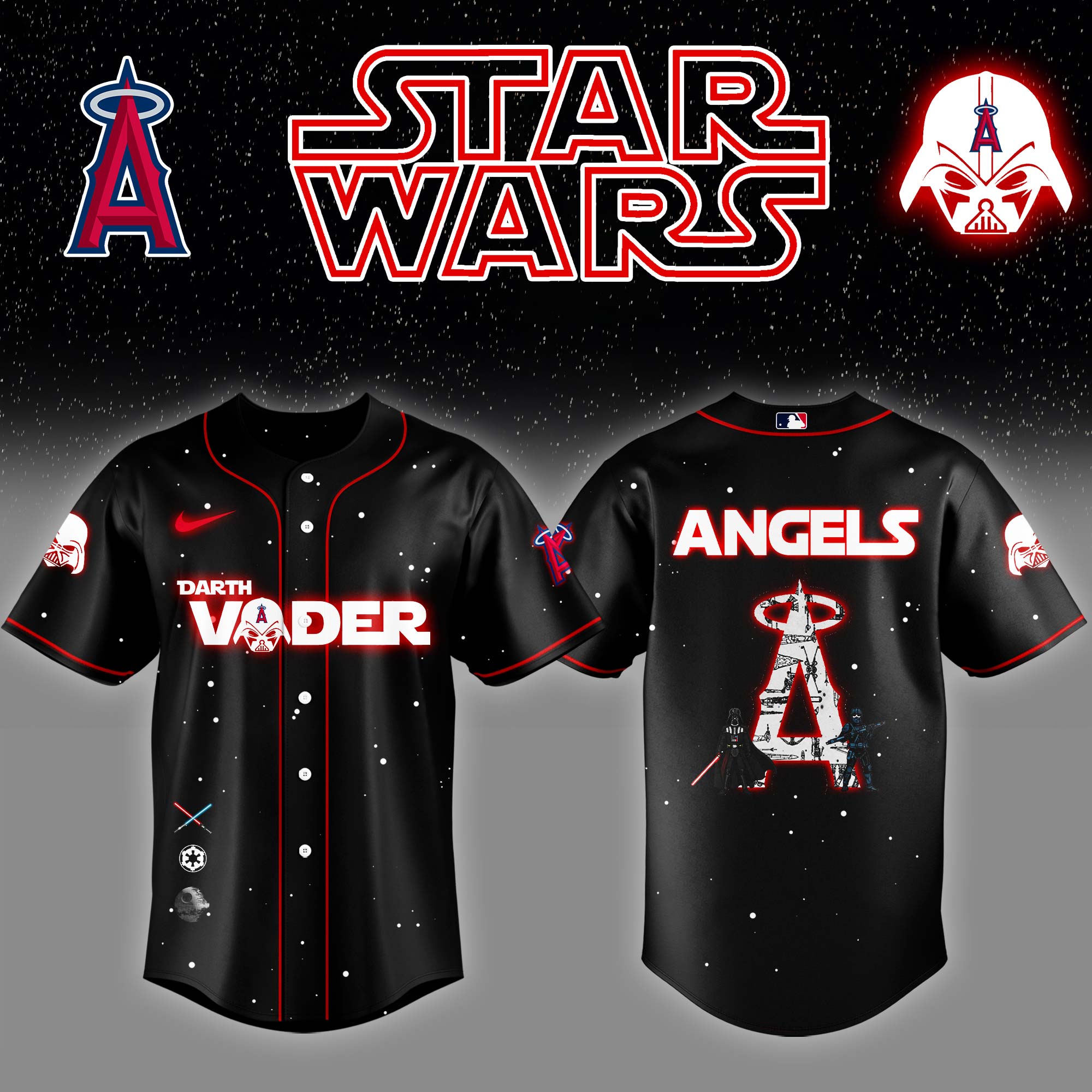 Los Angeles Angels x Stars Wars Darth Vader Night Baseball Jersey Gift For Baseball Lover