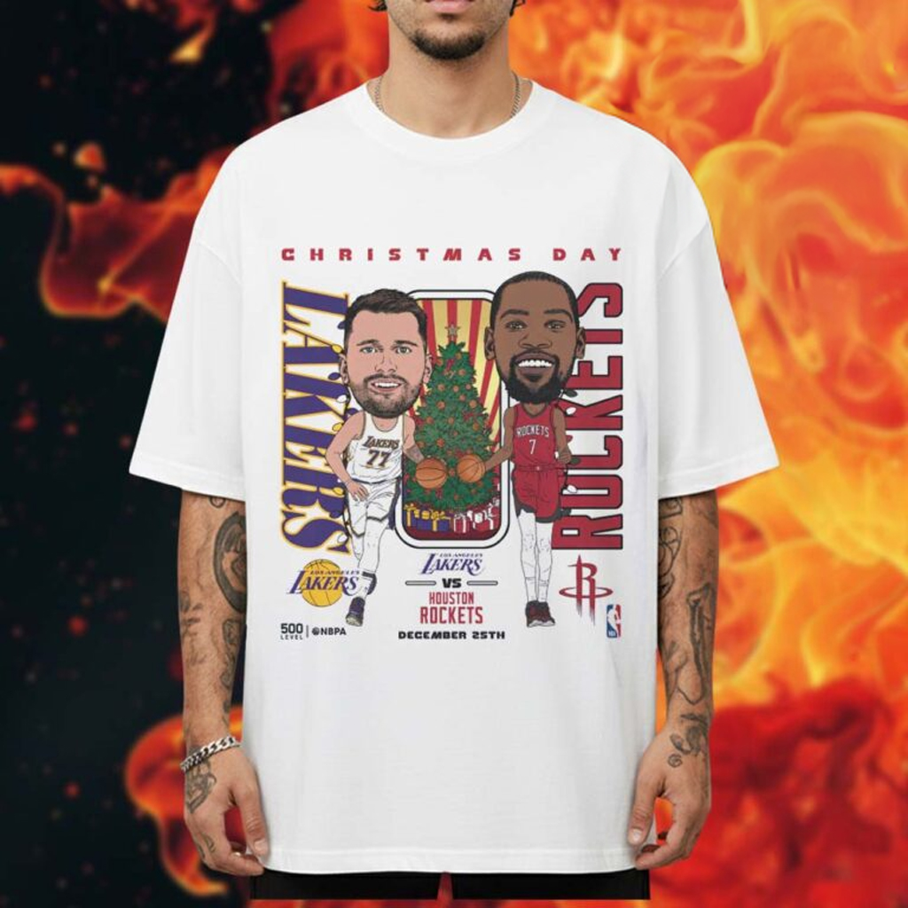 Los Angeles Basketball VS Houston Basketball 2025 Christmas Day Match Up Chibi Shirt Fan Merch