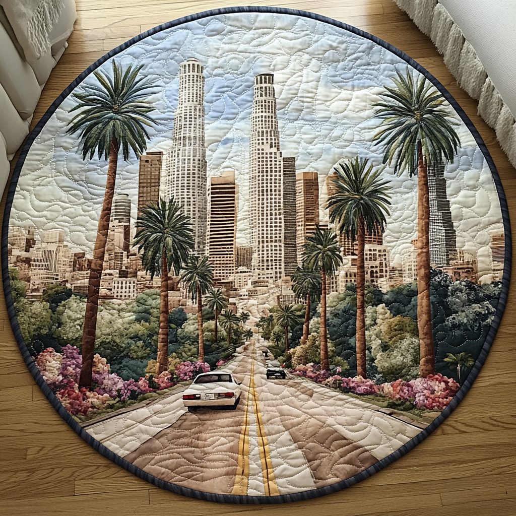 Los Angeles Bliss Quilted Round Mat Door Entrance Decor Fun Christmas Ideas For Families
