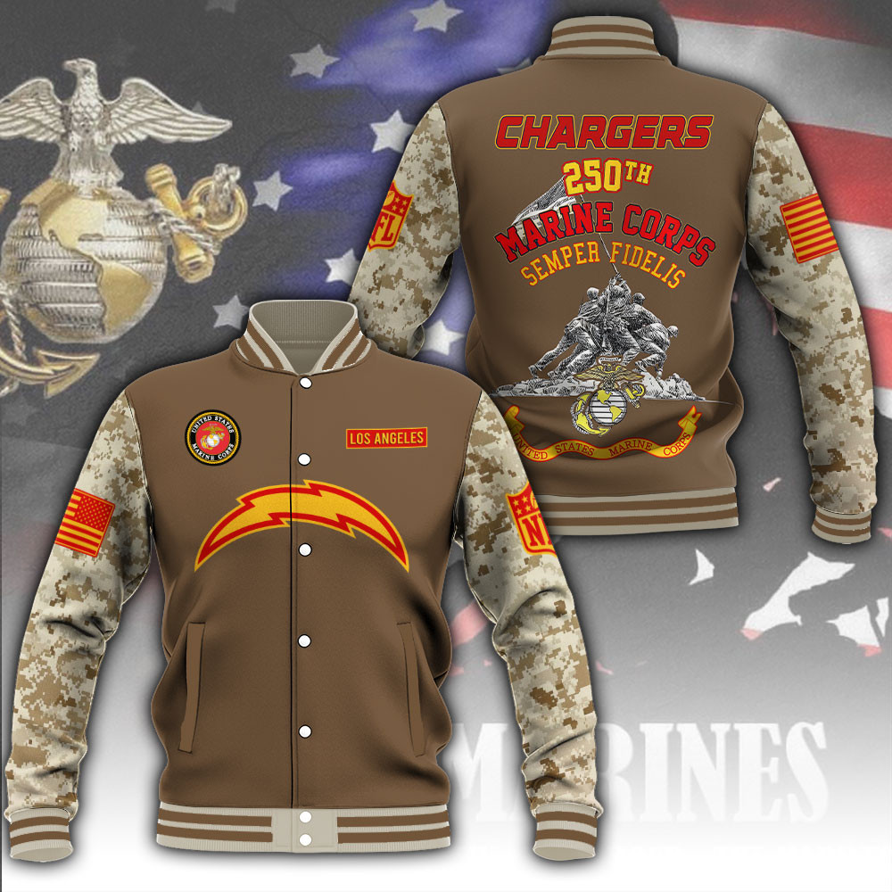 Los Angeles Chargers X US Marine Corps 250th Anniversary Jacket USMC Merch Football Fan Gifts