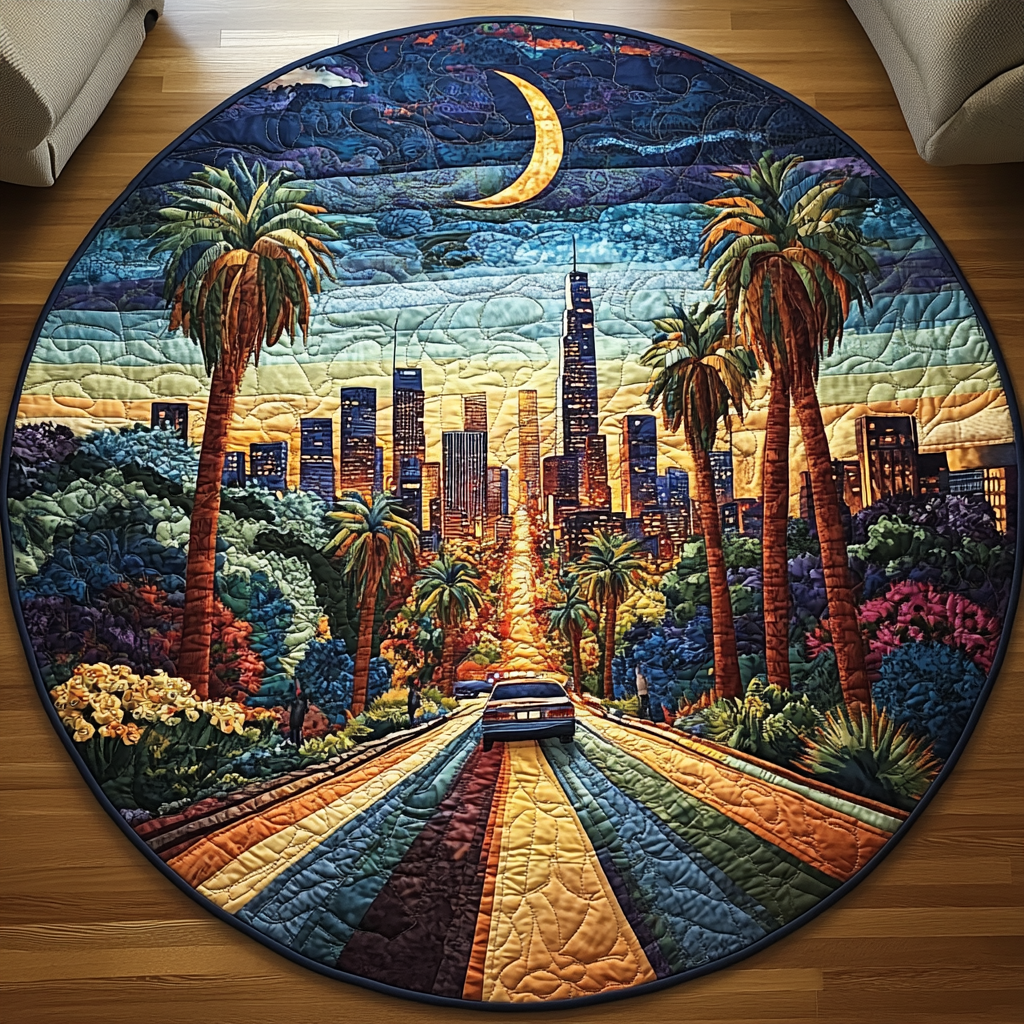 Los Angeles Coast Quilted Round Mat Entrance Way Ideas Christmas Present Ideas For Daughter In Law