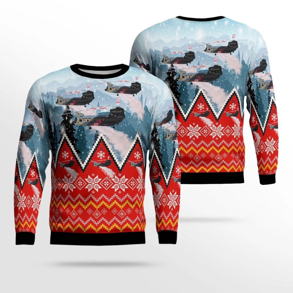 Los Angeles County Fire Department CH-7 Christmas Ugly Sweater Christmas Unisex Sweaters Gift For Christmas