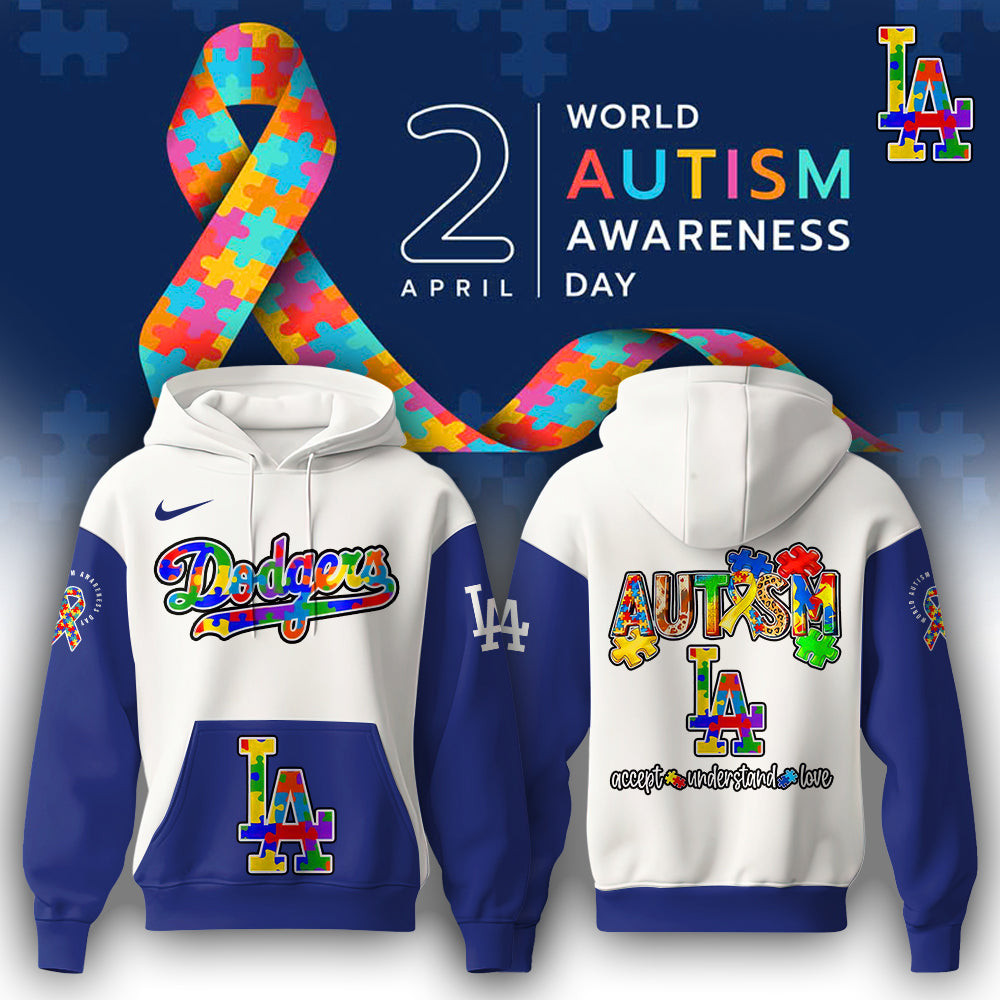 Los Angeles Dodgers Autism Accept Understand Love Hoodie Baseball Enthusiast Gifts