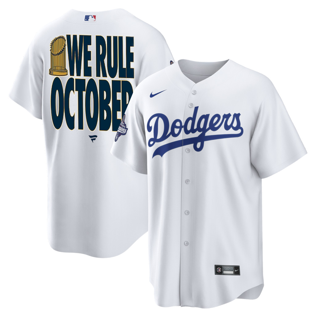 Los Angeles Dodgers Back To Back Champions Jersey We Rule October World Series Merch 2025